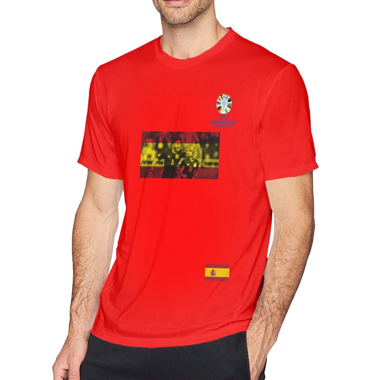 Men's Spain EURO 2024 Basic Short Sleeve T-Shirt BST1739 - Soccerfana