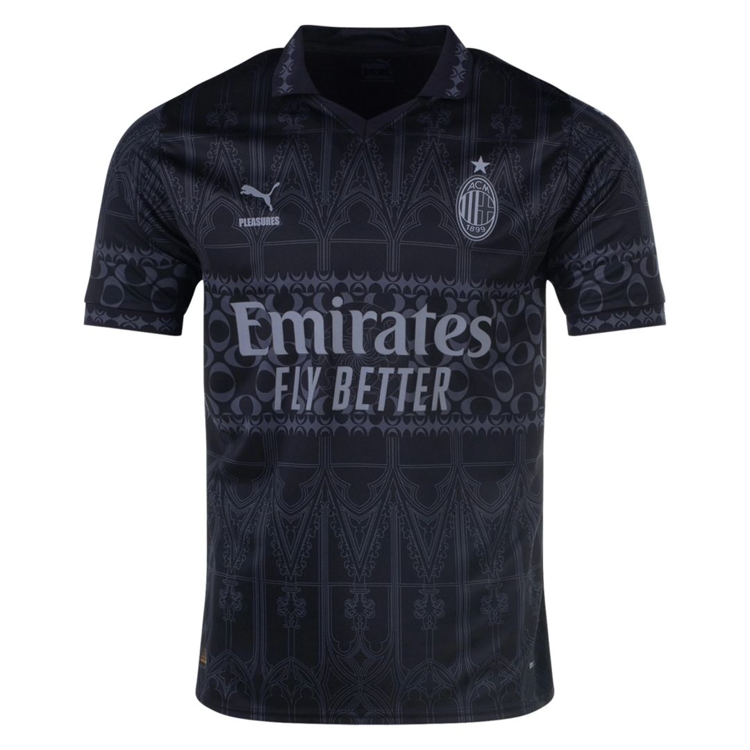 AC Milan x Pleasures Fourth Jersey Dark Version 23/24 - Soccerfana