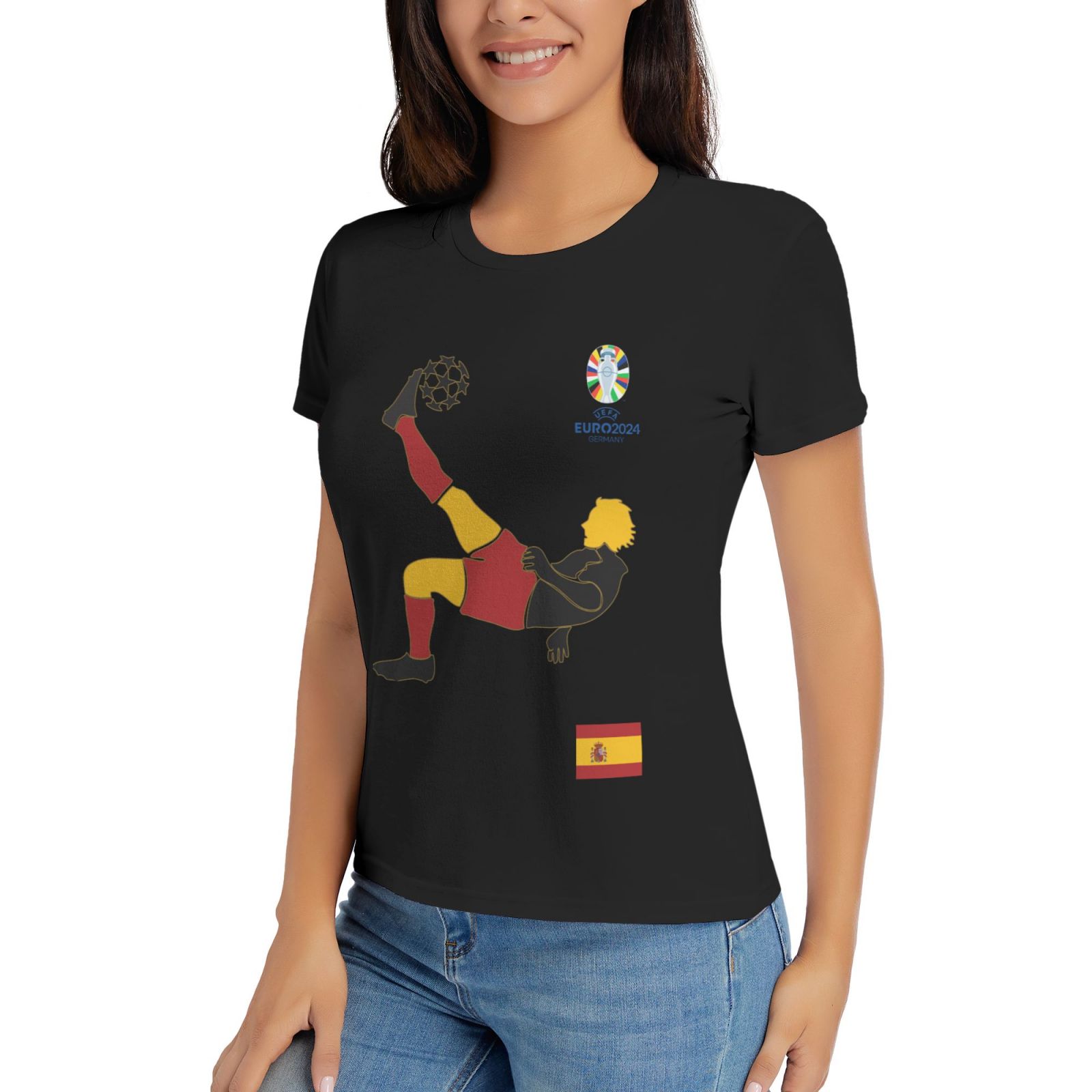 Women's Spain EURO 2024 Basic Short Sleeve T-Shirt WBT1725 - Soccerfana