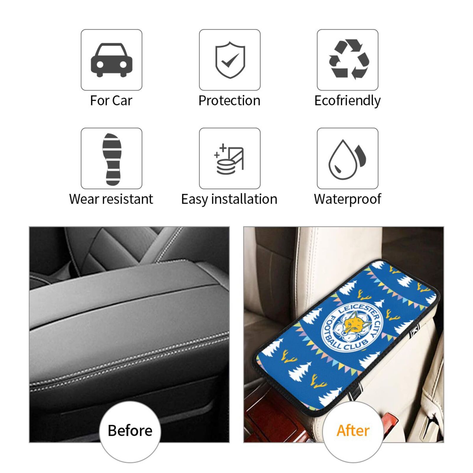 Leicester City Car Handrail Box Cushion CHC2597 - Soccerfana