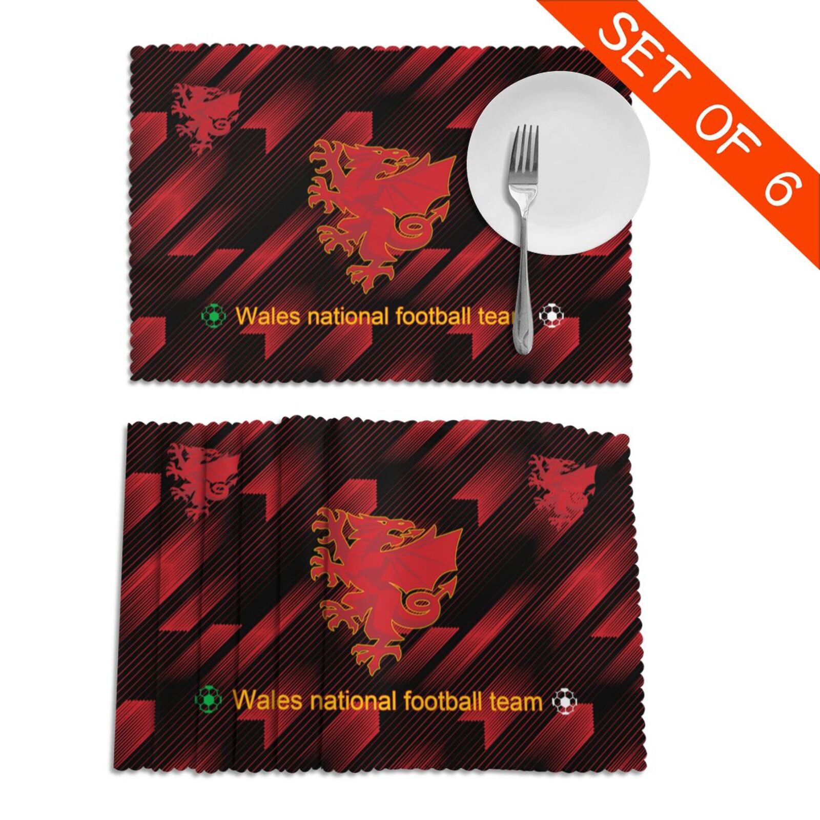 Wales Placemat Set Of 6 PFD2310 - Soccerfana