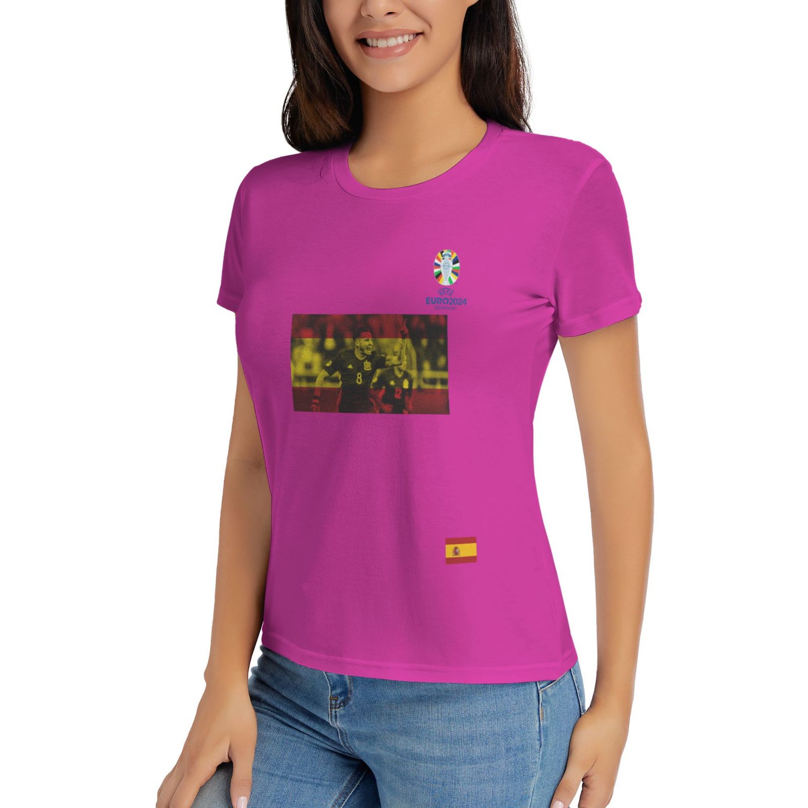 Women's Spain EURO 2024 Basic Short Sleeve T-Shirt WBT1740 - Soccerfana