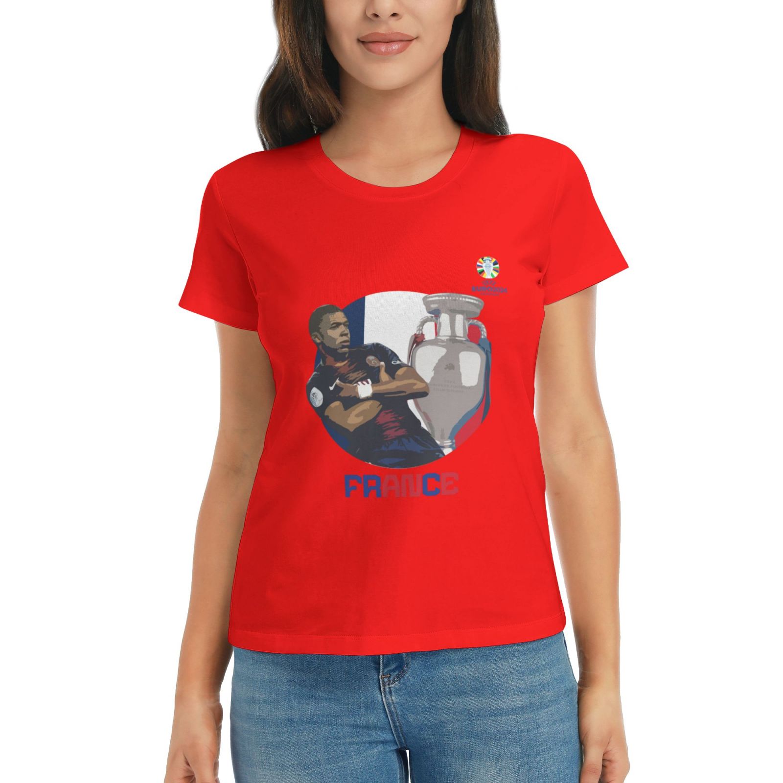Women's France EURO 2024 Basic Short Sleeve T-Shirt WBT1730 - Soccerfana