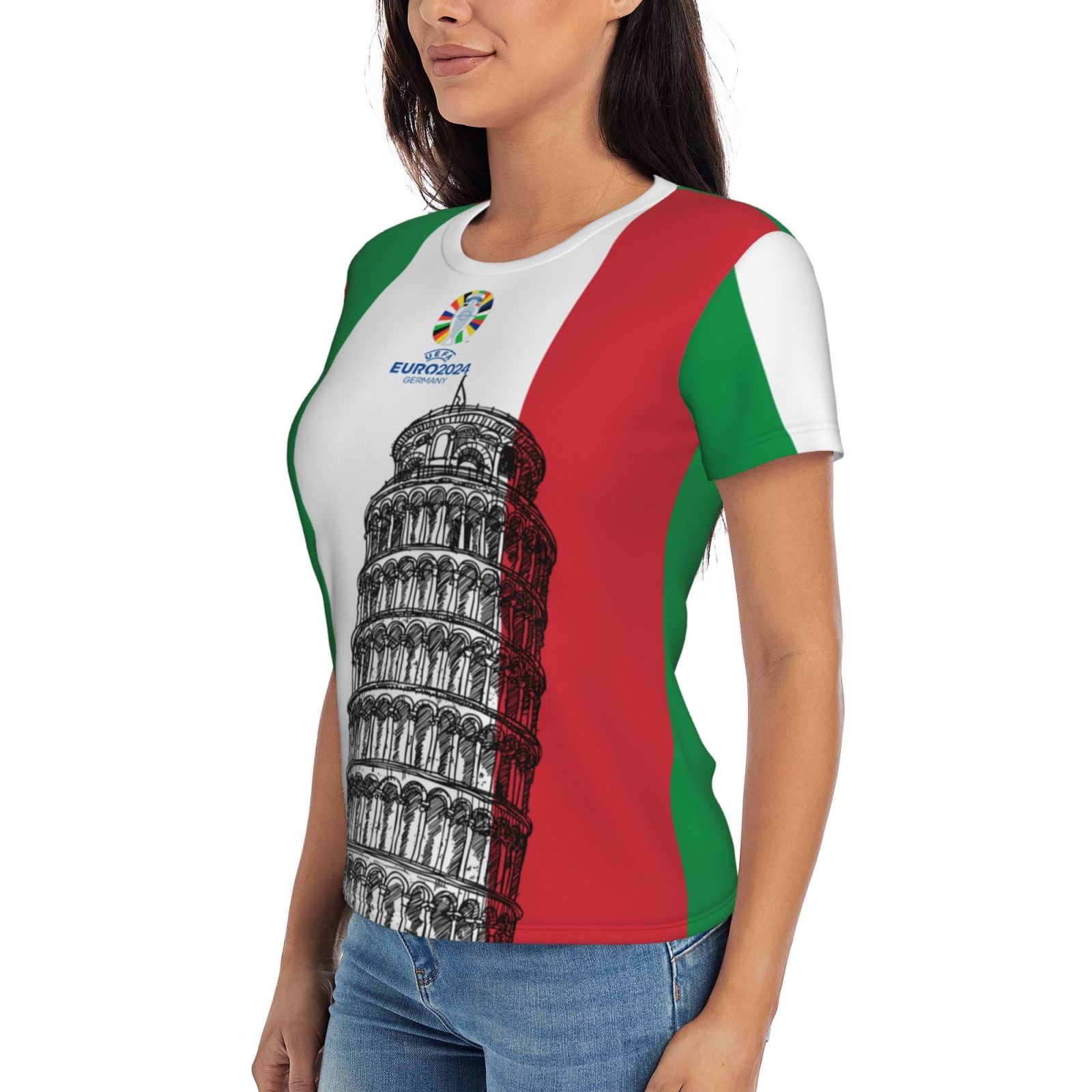 Women's Italy EURO 2024 Short Sleeve T-Shirt WST1715 - Soccerfana