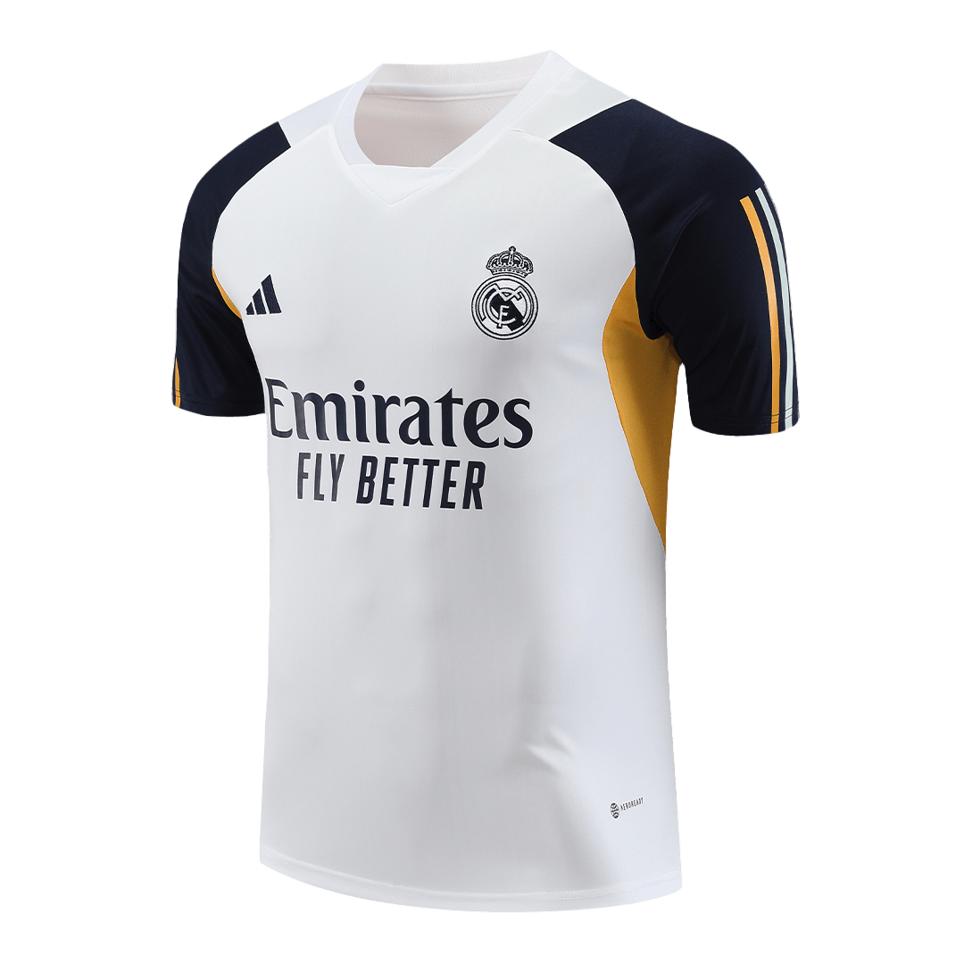 Real Madrid White Pre-Match Jersey 23/24 - Soccerfana