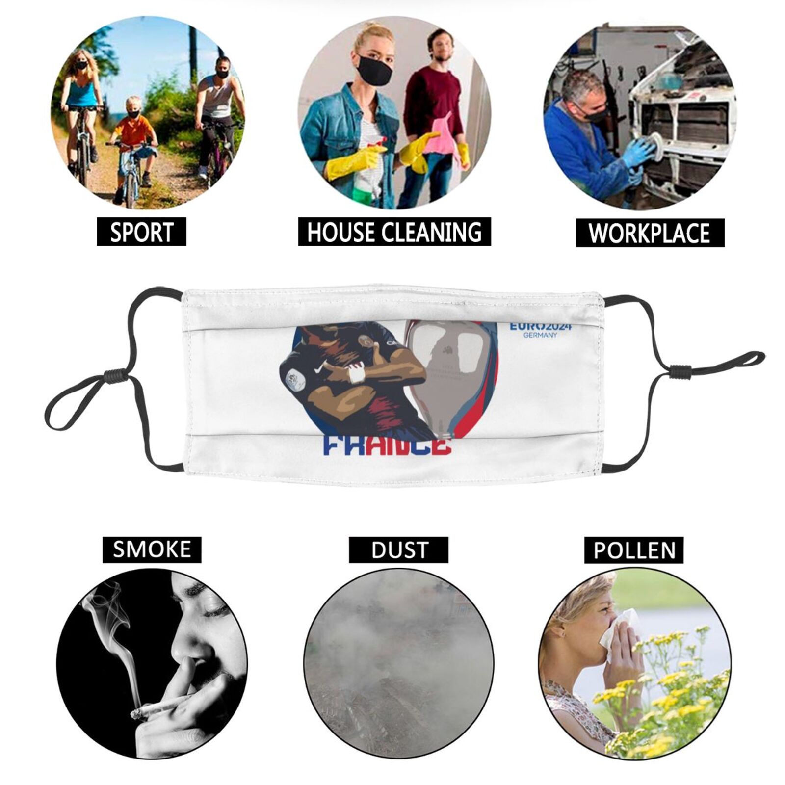 France EURO 2024 Adult Dust Mask DMK1732 - Soccerfana