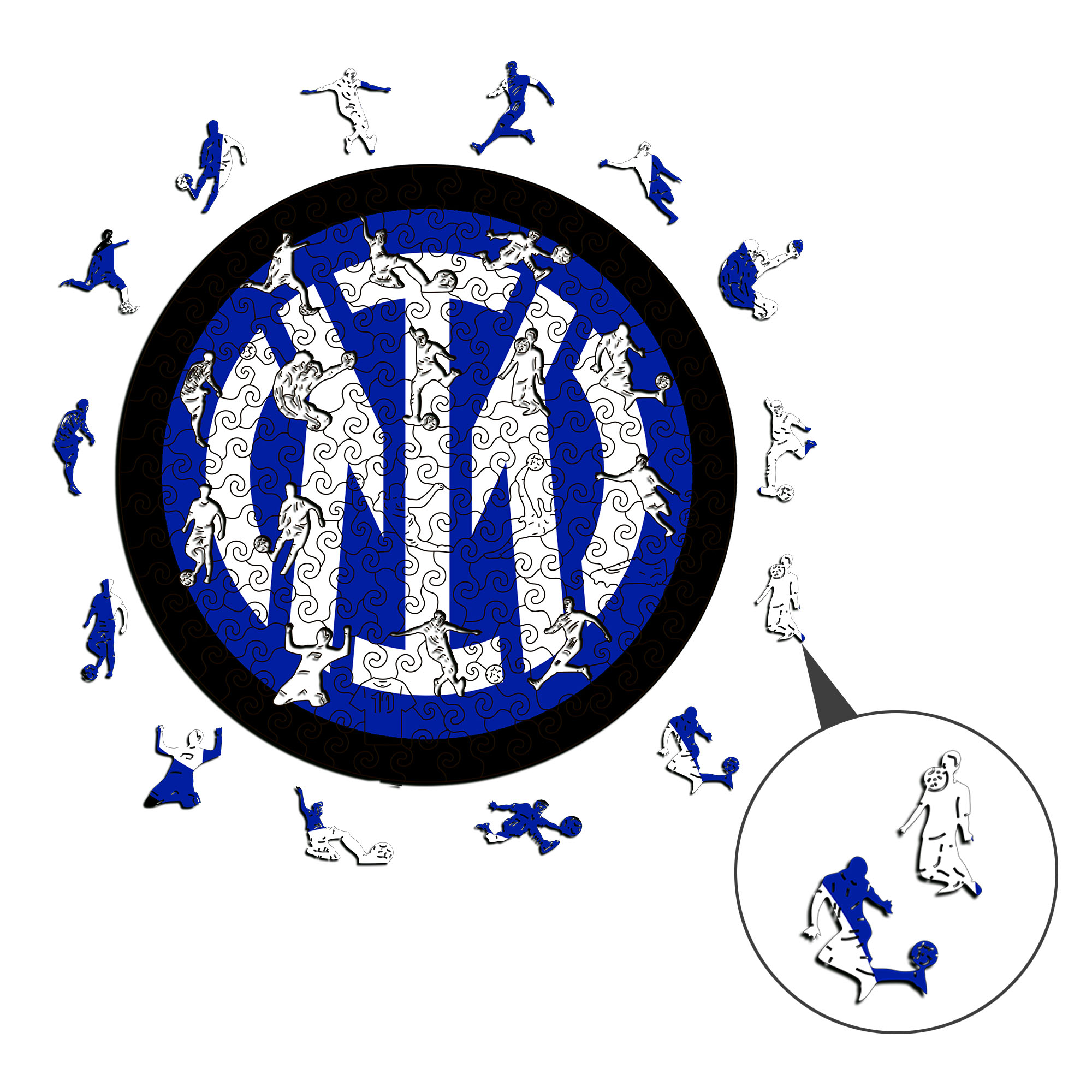 Inter Milan Logo Wooden Jigsaw Puzzle - Soccerfana