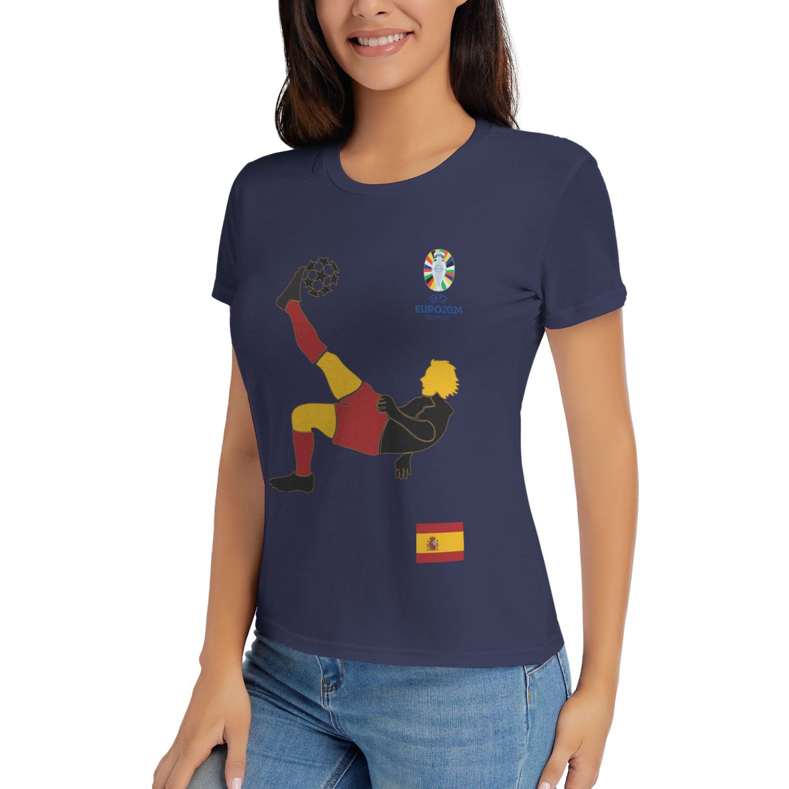 Women's Spain EURO 2024 Basic Short Sleeve T-Shirt WBT1725 - Soccerfana