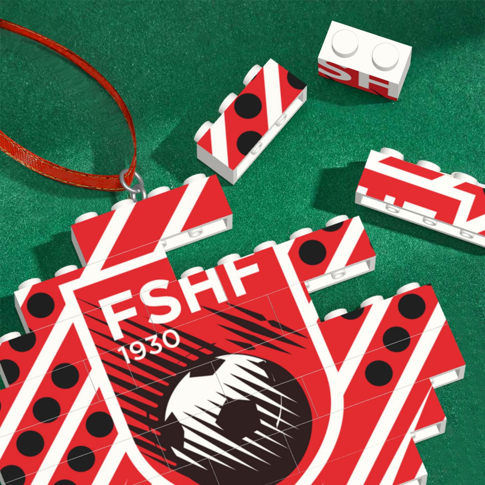 Albania Building Block Puzzle Ornament BBP2198 - Soccerfana