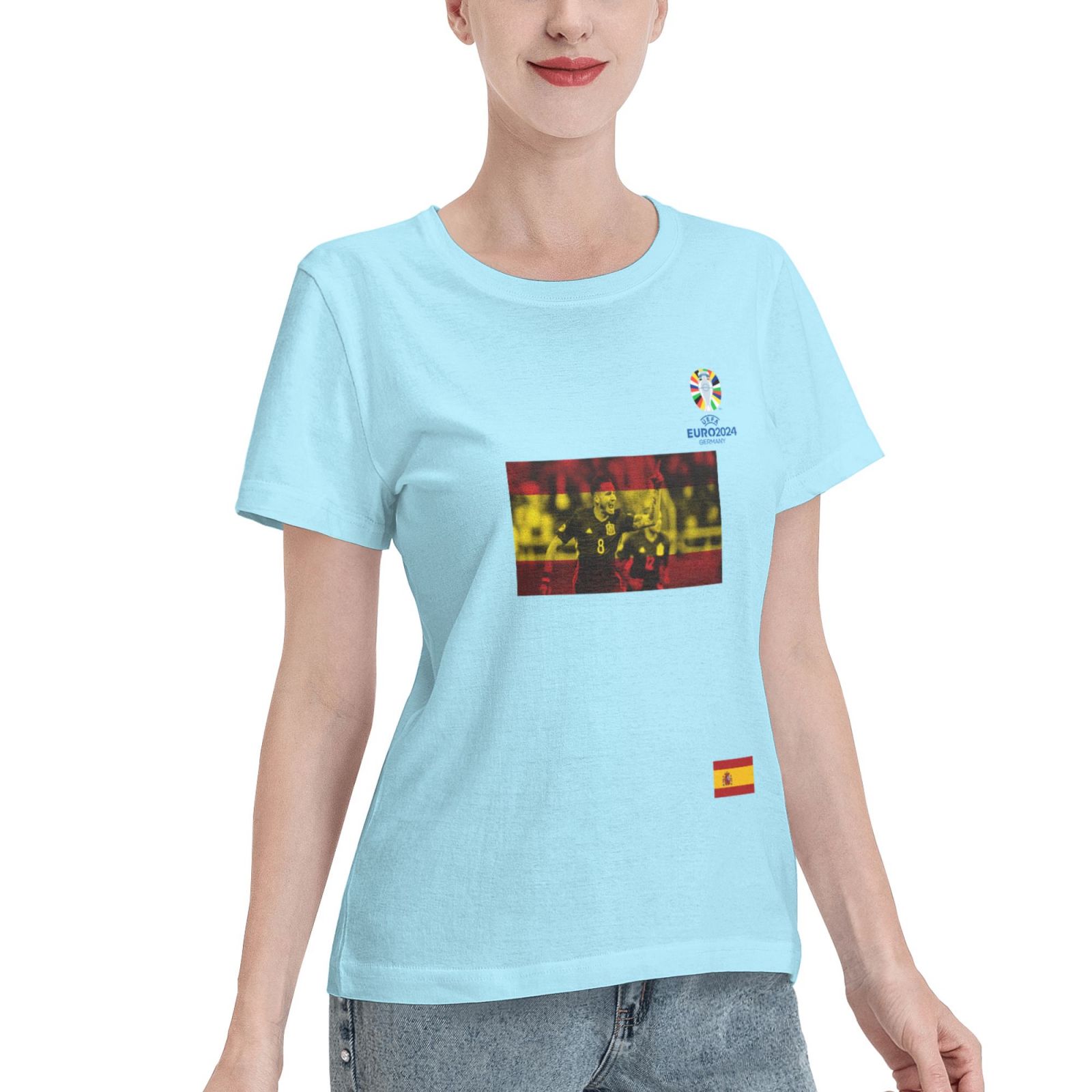 Women's Spain EURO 2024 Basic Short Sleeve T-Shirt WBT1740 - Soccerfana