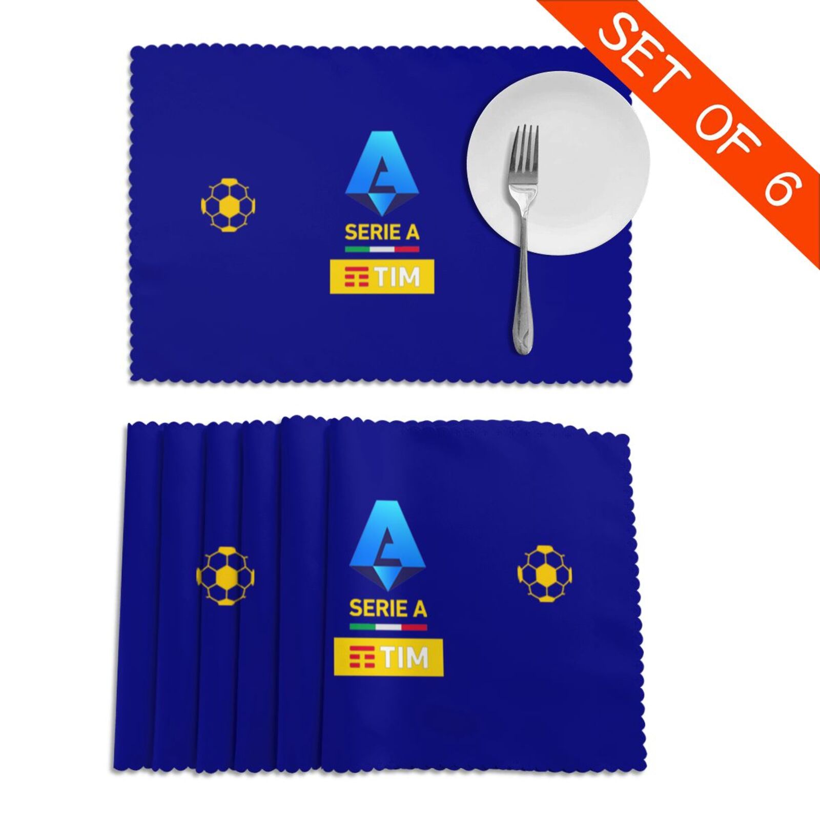 Italy Football League Placemat Set Of 6 PFD2269 - Soccerfana