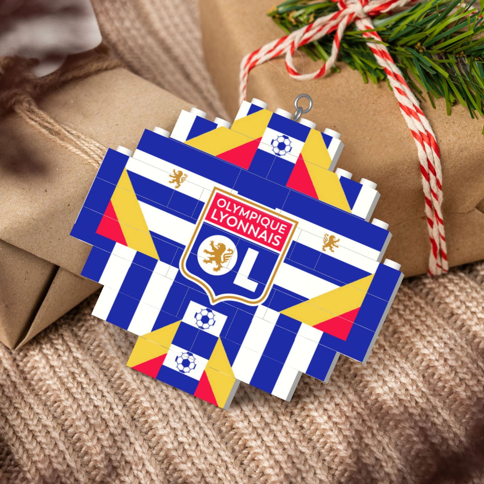 Olympique Lyonnais Building Block Puzzle Ornament BBP2012 - Soccerfana