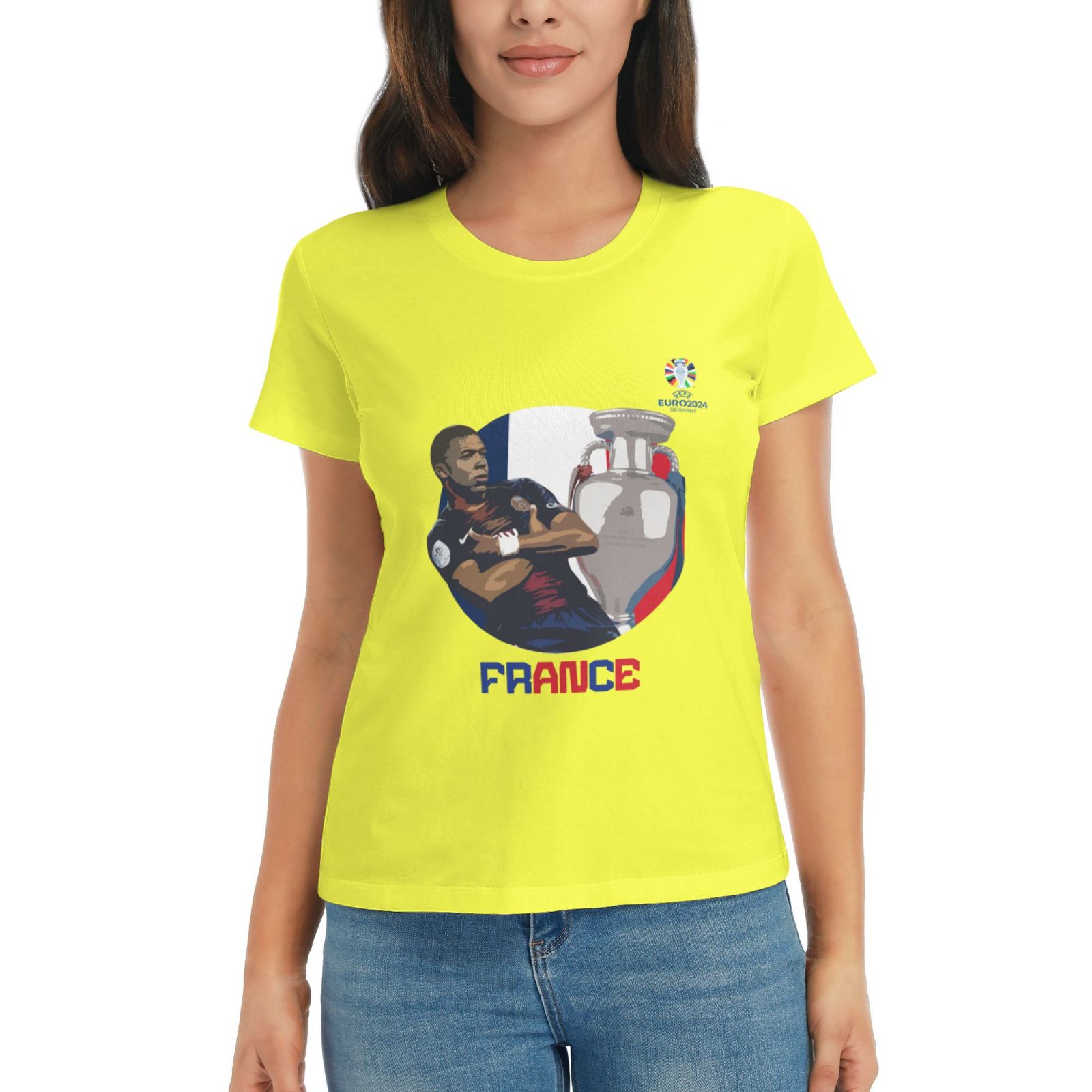 Women's France EURO 2024 Basic Short Sleeve T-Shirt WBT1730 - Soccerfana