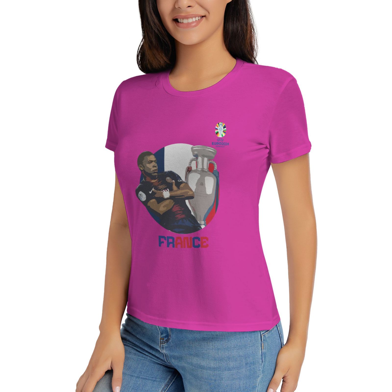 Women's France EURO 2024 Basic Short Sleeve T-Shirt WBT1730 - Soccerfana