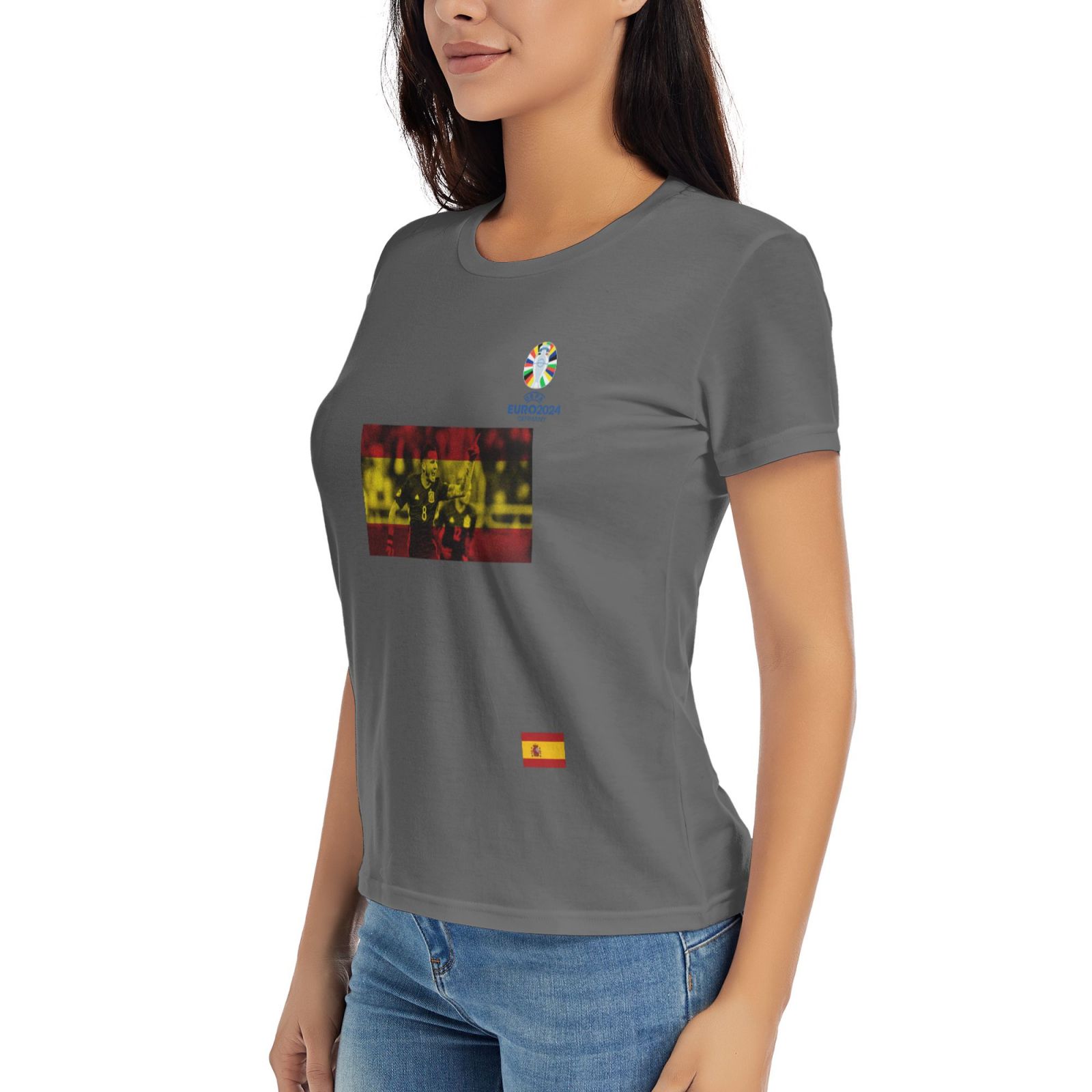 Women's Spain EURO 2024 Basic Short Sleeve T-Shirt WBT1740 - Soccerfana