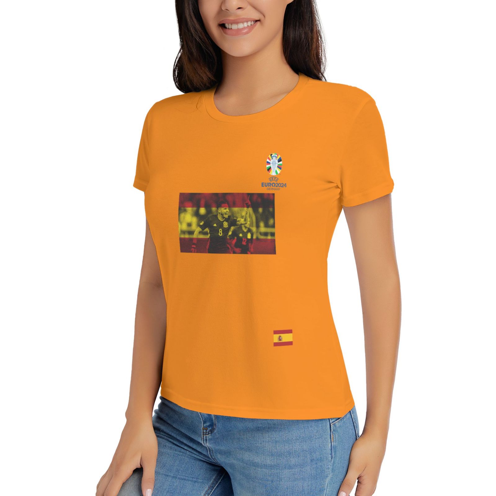 Women's Spain EURO 2024 Basic Short Sleeve T-Shirt WBT1740 - Soccerfana