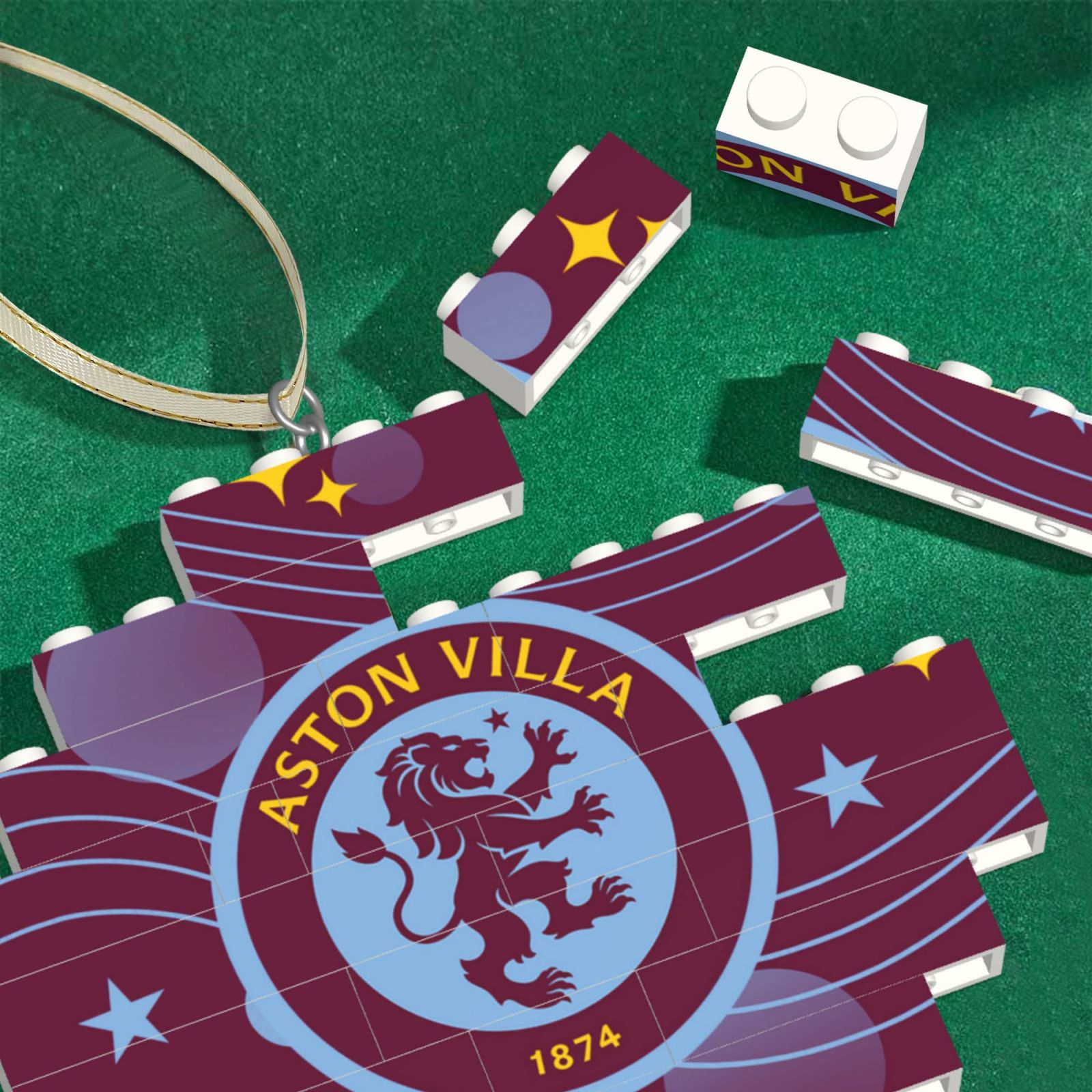 Aston Villa Building Block Puzzle Ornament BBP2100 - Soccerfana