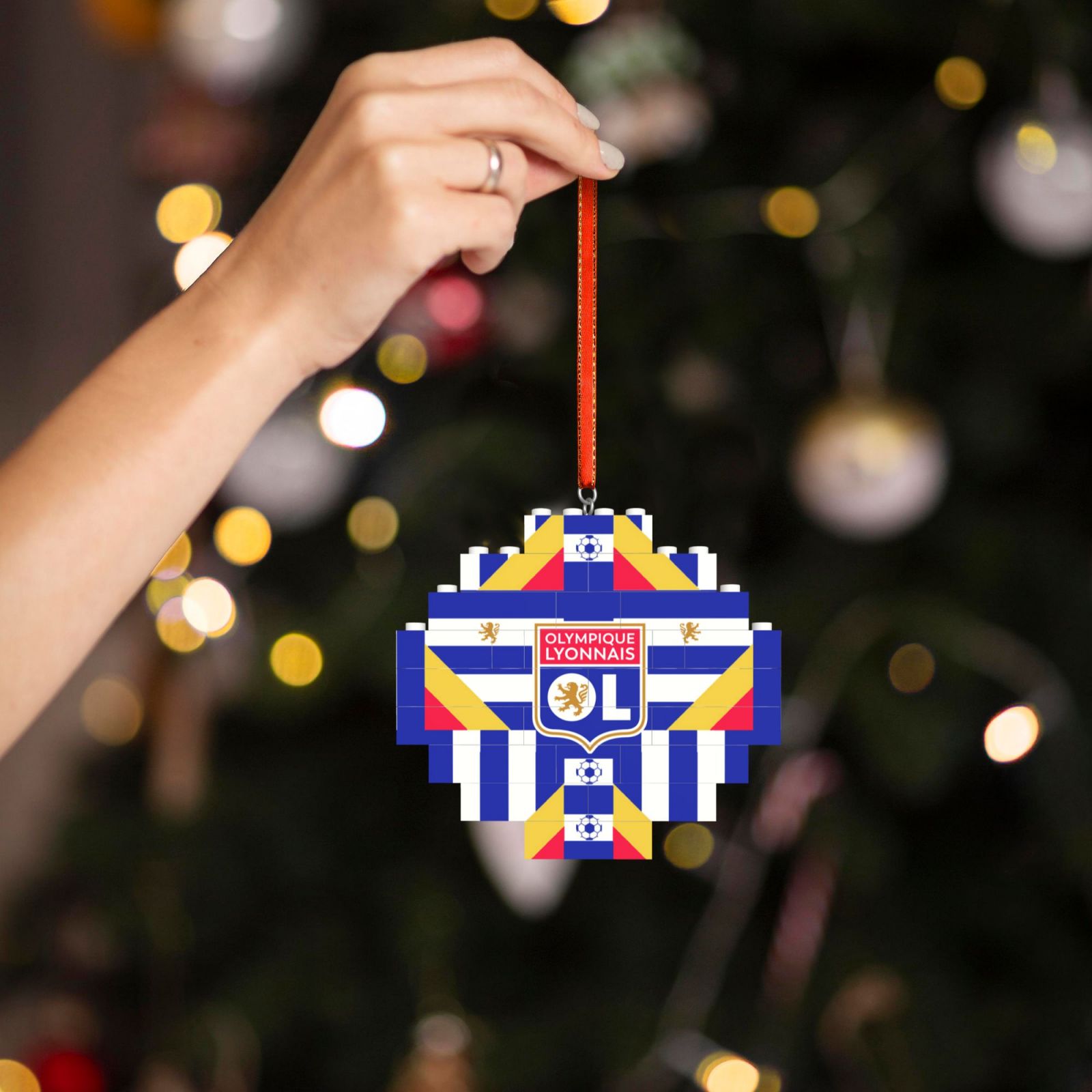 Olympique Lyonnais Building Block Puzzle Ornament BBP2012 - Soccerfana