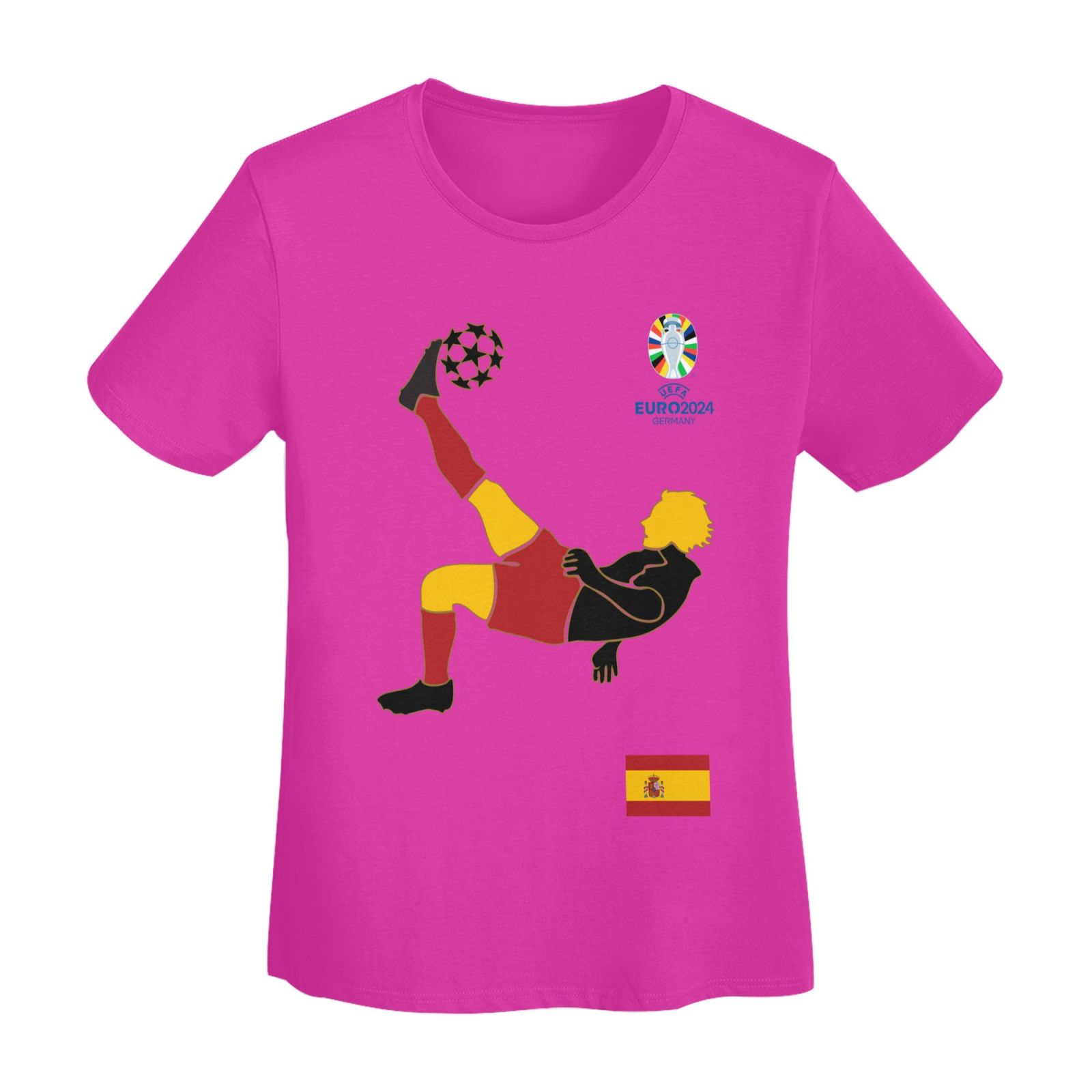 Women's Spain EURO 2024 Basic Short Sleeve T-Shirt WBT1725 - Soccerfana