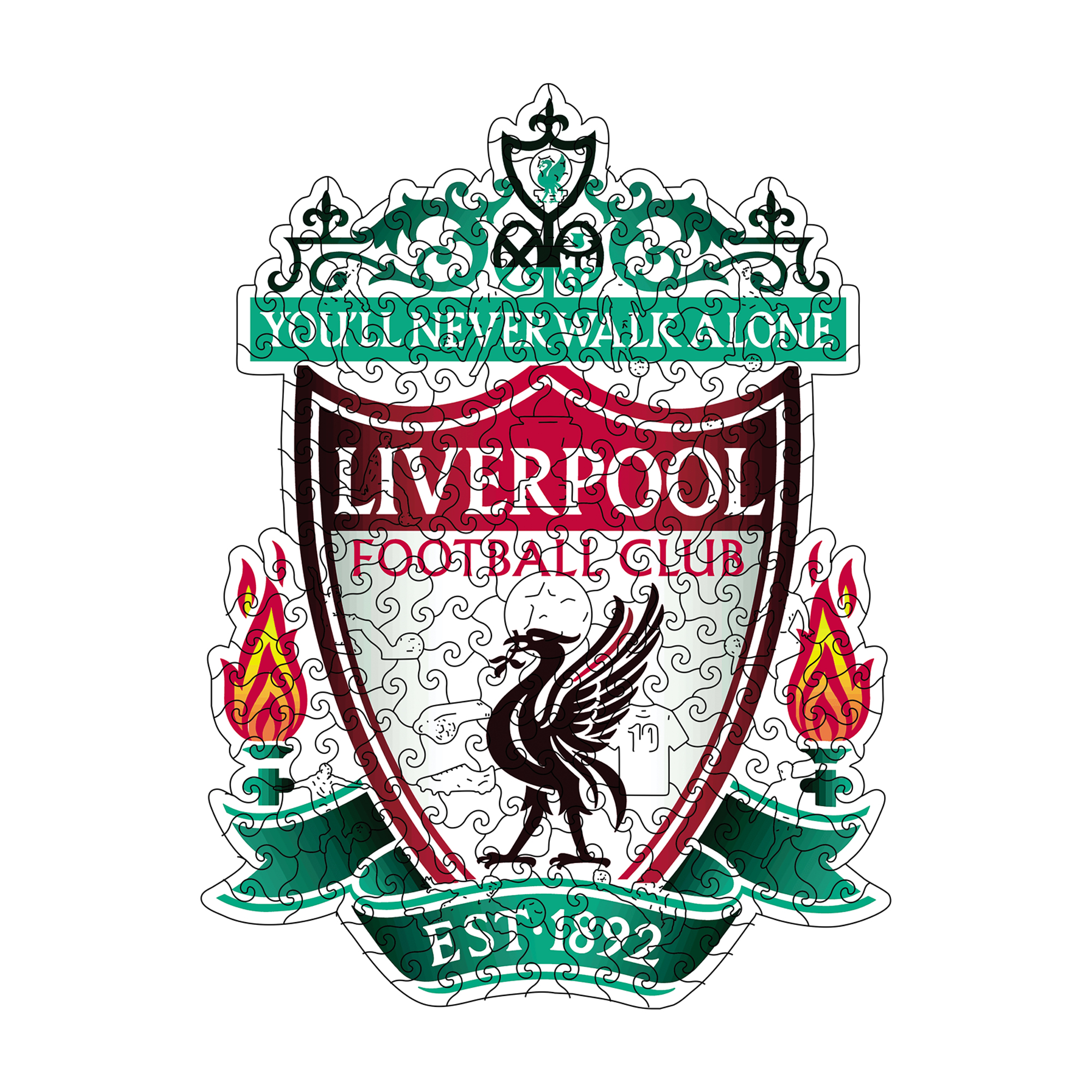 Liverpool Logo Wooden Jigsaw Puzzle - Soccerfana