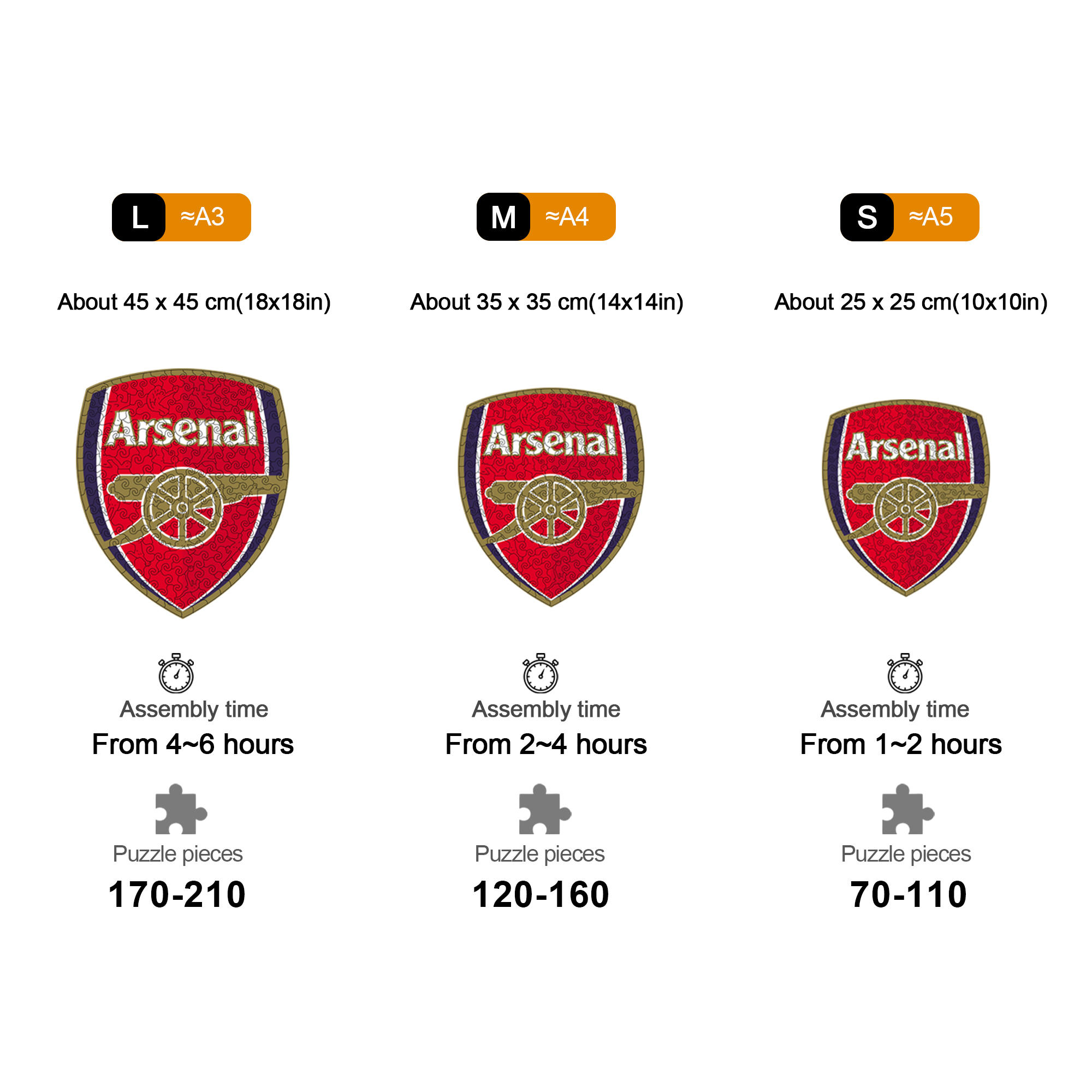 Arsenal Logo Wooden Jigsaw Puzzle - Soccerfana