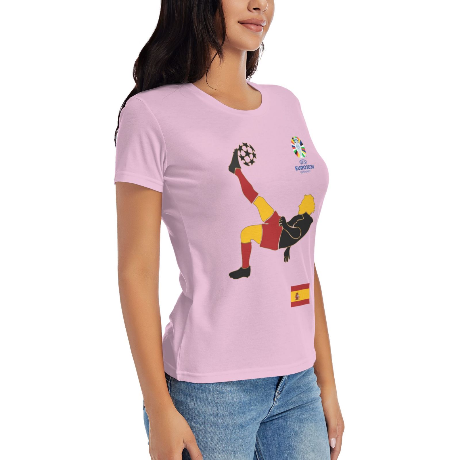 Women's Spain EURO 2024 Basic Short Sleeve T-Shirt WBT1725 - Soccerfana