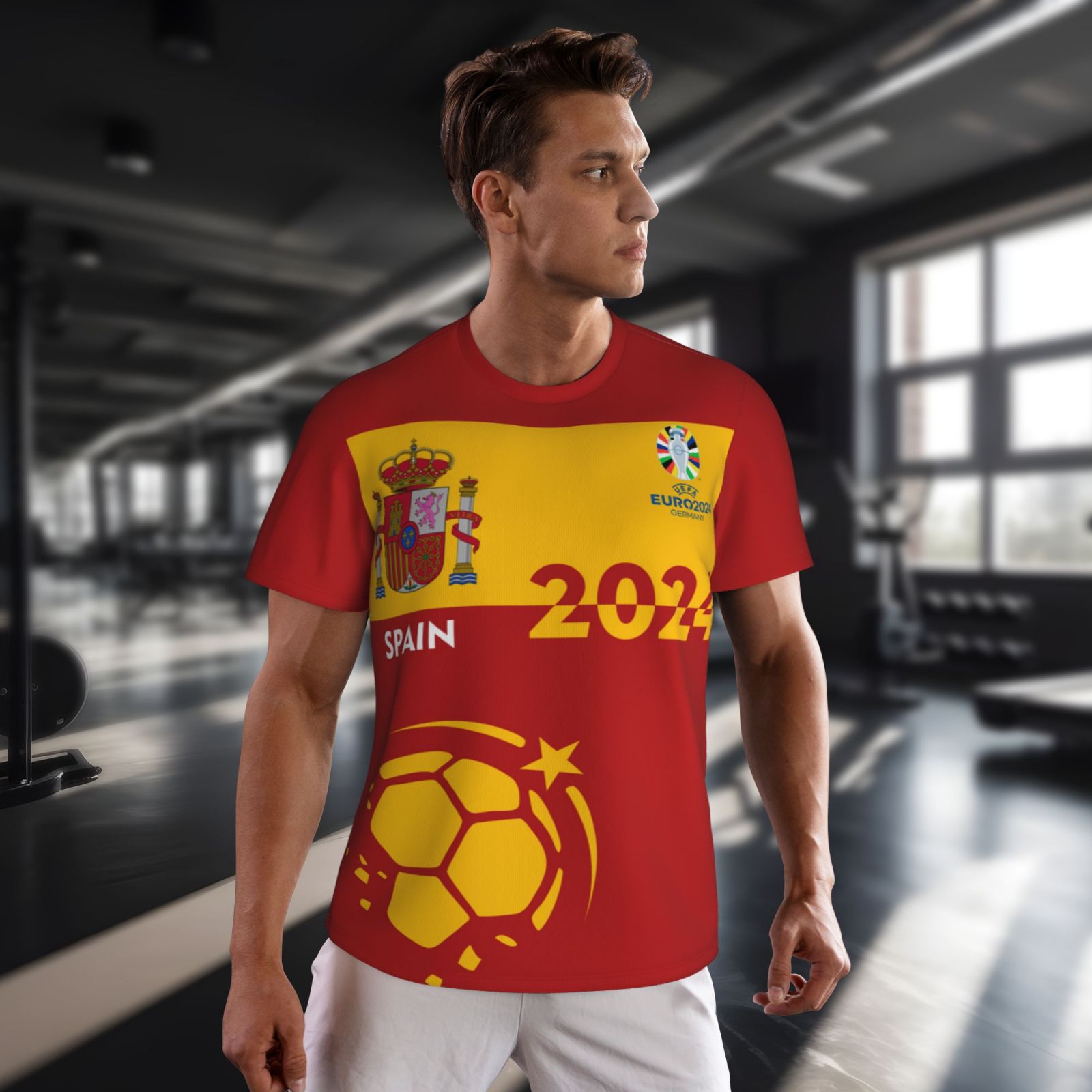 Men's Spain EURO 2024 Short Sleeved Mesh T-Shirt SMT1685 - Soccerfana