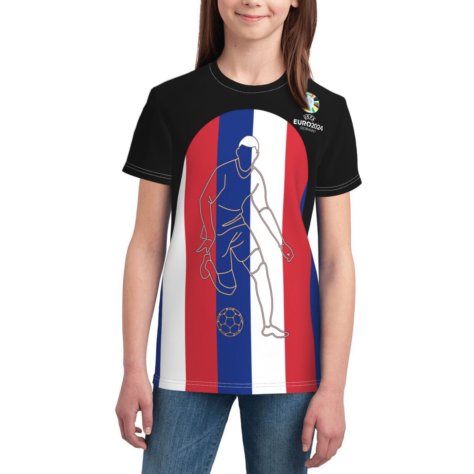 Kid's France EURO 2024 Youth Short Sleeve T-Shirt YST1735 - Soccerfana