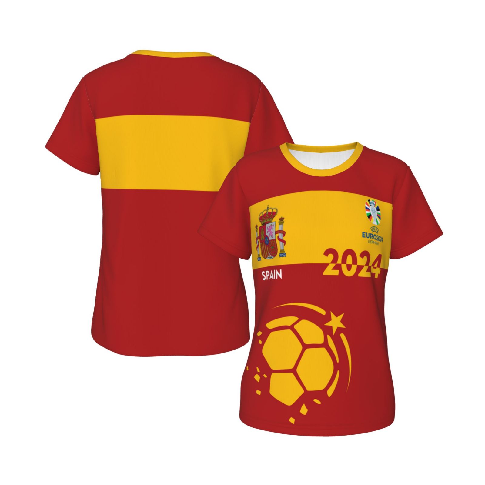 Women's Spain EURO 2024 Short Sleeve T-Shirt WST1686 - Soccerfana