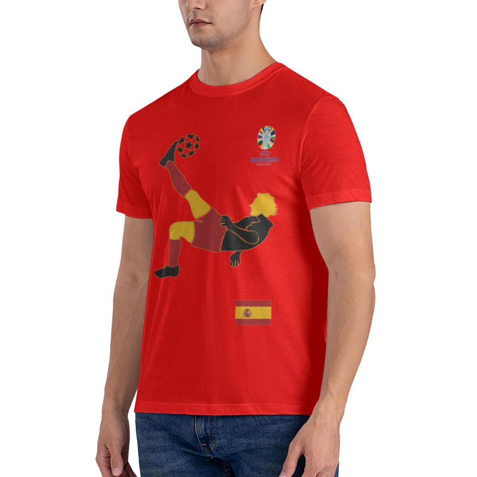 Men's Spain EURO 2024 Basic Short Sleeve T-Shirt BST1724 - Soccerfana