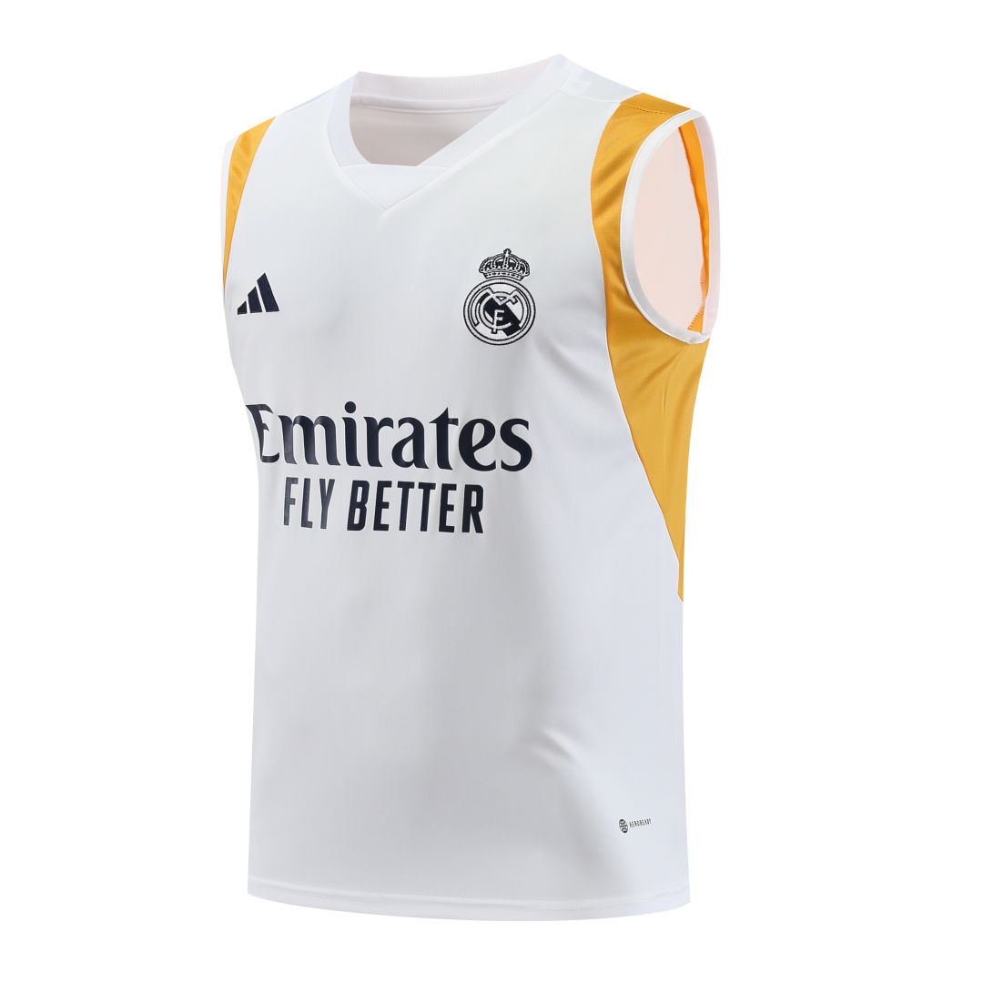 Real Madrid White Pre-Match Vest 23/24 - Soccerfana