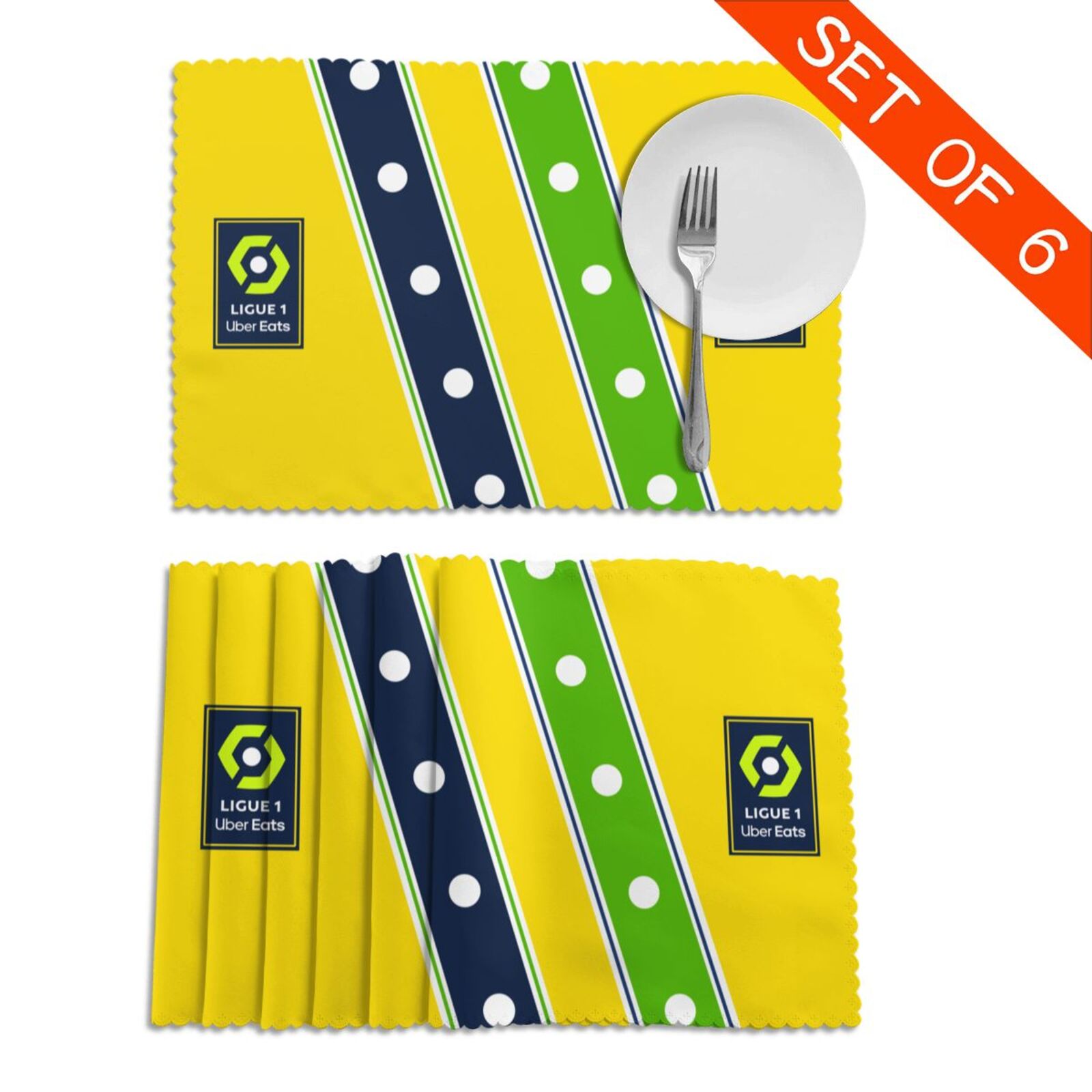 France Football League Placemat Set Of 6 PFD2259 - Soccerfana