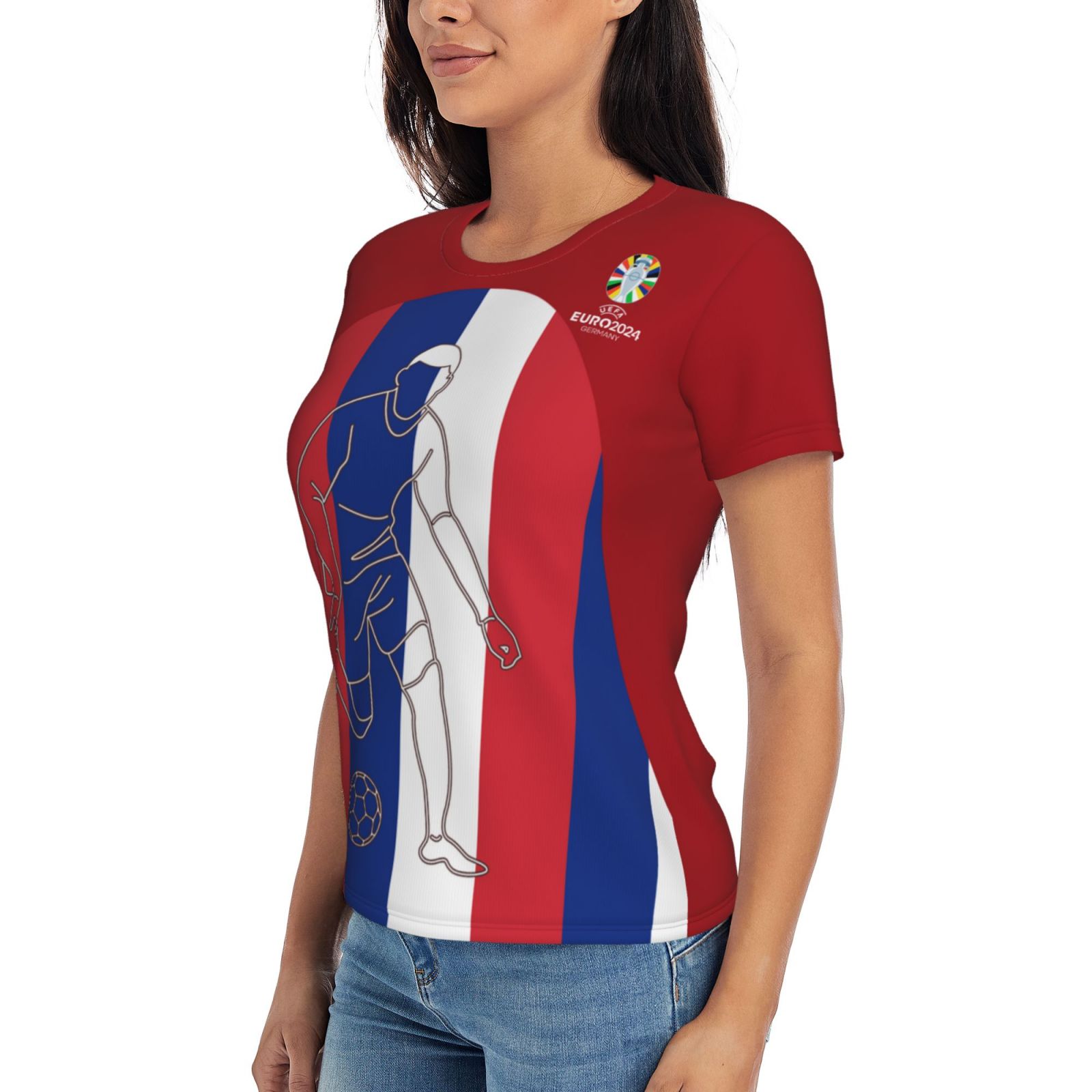Women's France EURO 2024 Short Sleeve T-Shirt WST1733 - Soccerfana