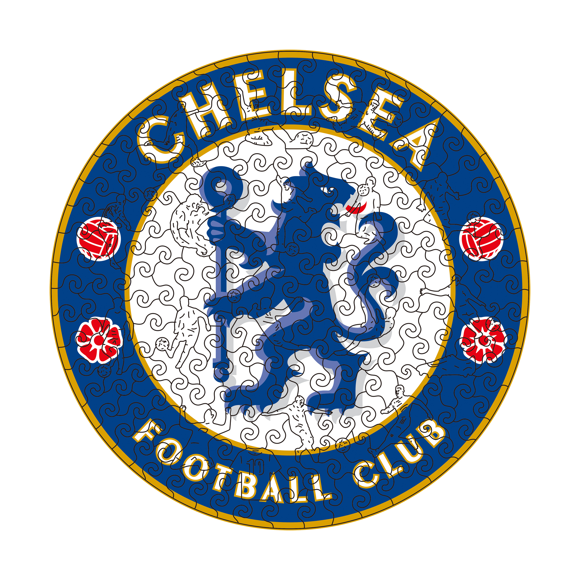 Chelsea Logo Wooden Jigsaw Puzzle - Soccerfana