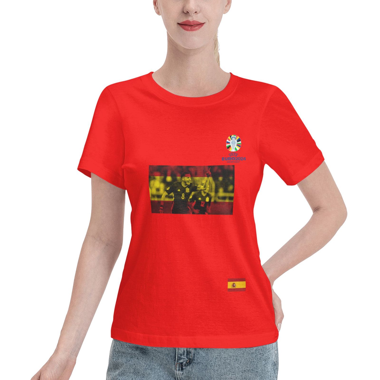 Women's Spain EURO 2024 Basic Short Sleeve T-Shirt WBT1740 - Soccerfana