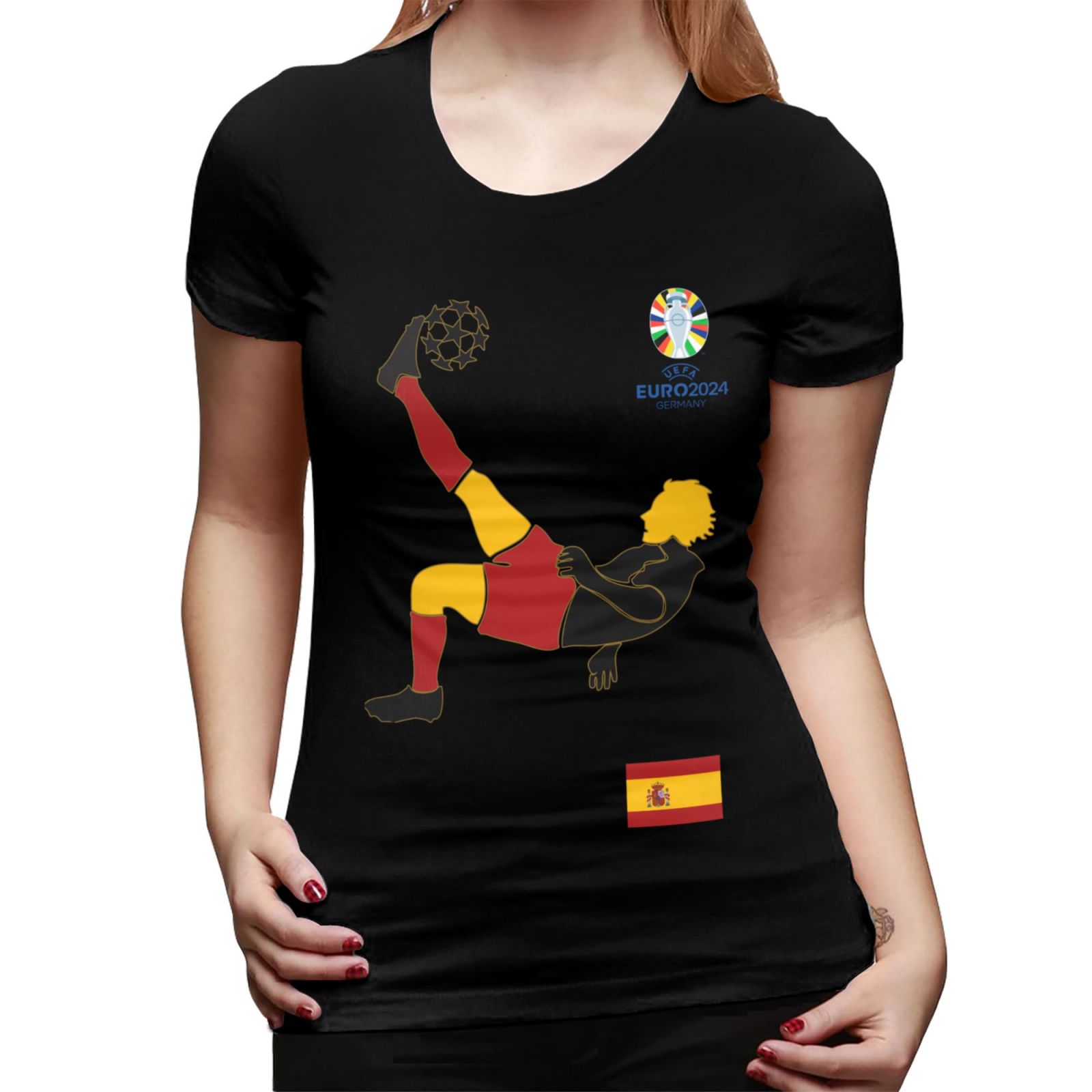 Women's Spain EURO 2024 Basic Short Sleeve T-Shirt WBT1725 - Soccerfana