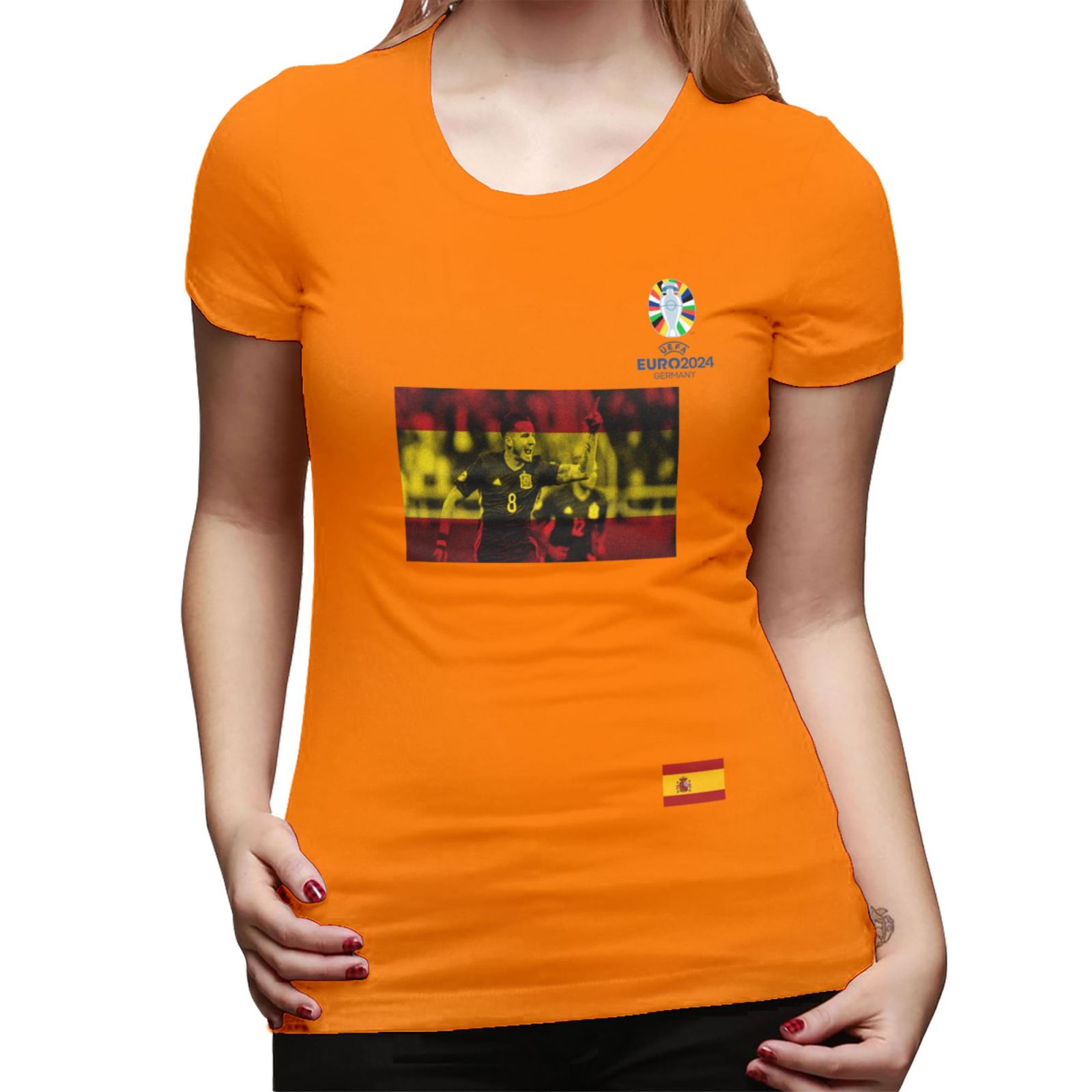 Women's Spain EURO 2024 Basic Short Sleeve T-Shirt WBT1740 - Soccerfana