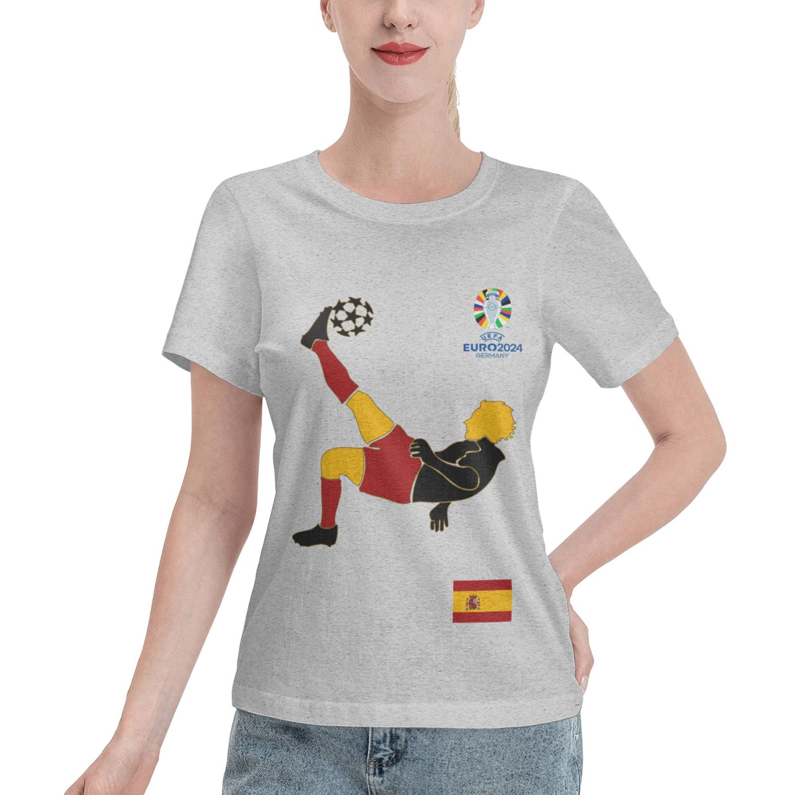 Women's Spain EURO 2024 Basic Short Sleeve T-Shirt WBT1725 - Soccerfana