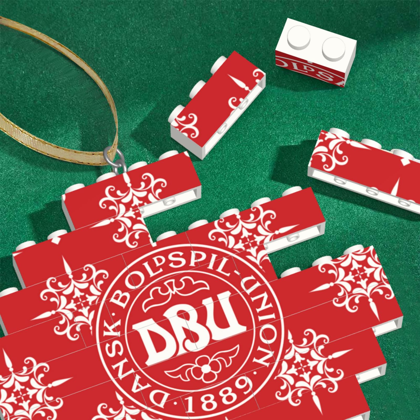 Denmark Building Block Puzzle Ornament BBP2177 - Soccerfana