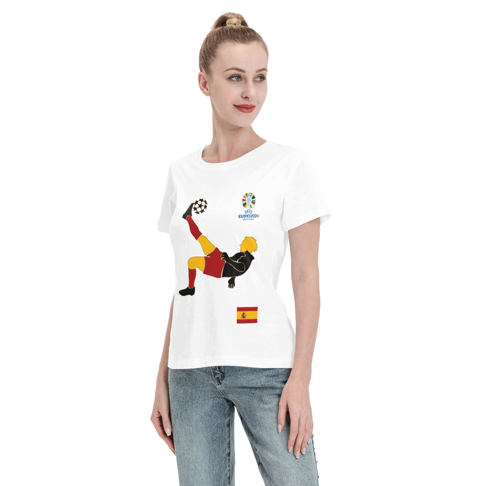 Women's Spain EURO 2024 Basic Short Sleeve T-Shirt WBT1725 - Soccerfana