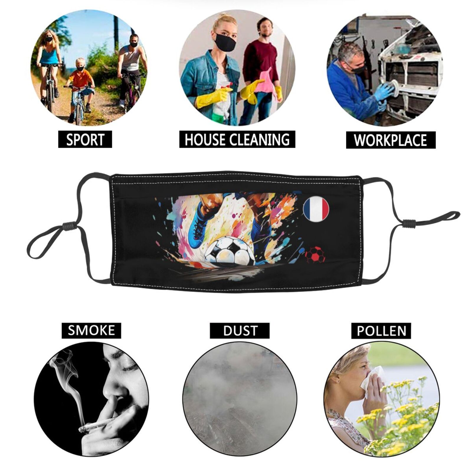 France EURO 2024 Adult Dust Mask DMK1762 - Soccerfana