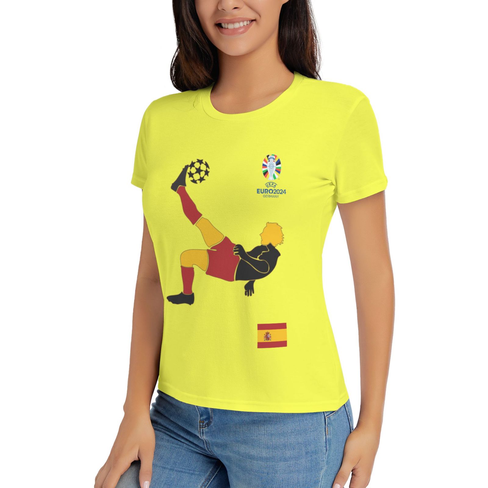 Women's Spain EURO 2024 Basic Short Sleeve T-Shirt WBT1725 - Soccerfana