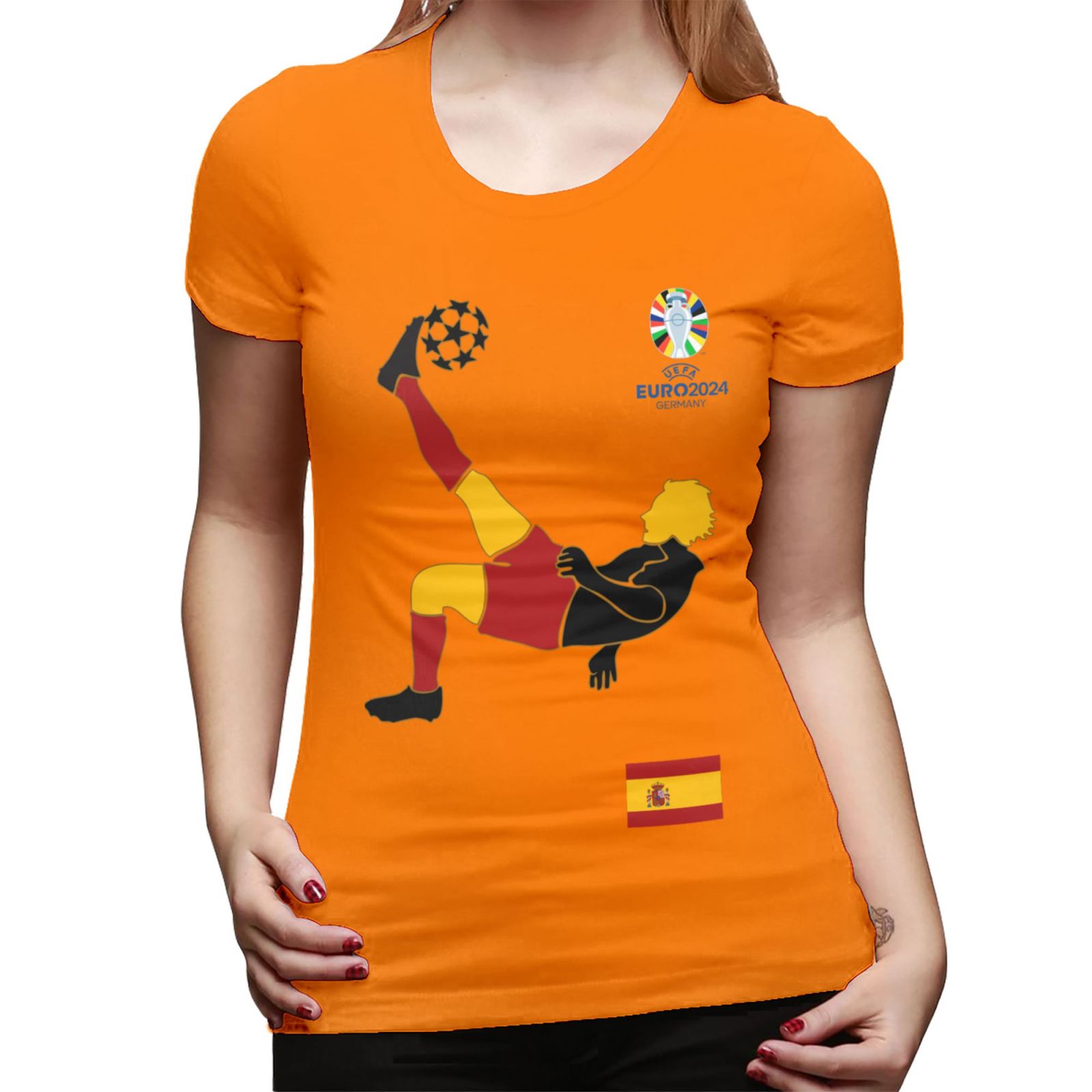 Women's Spain EURO 2024 Basic Short Sleeve T-Shirt WBT1725 - Soccerfana