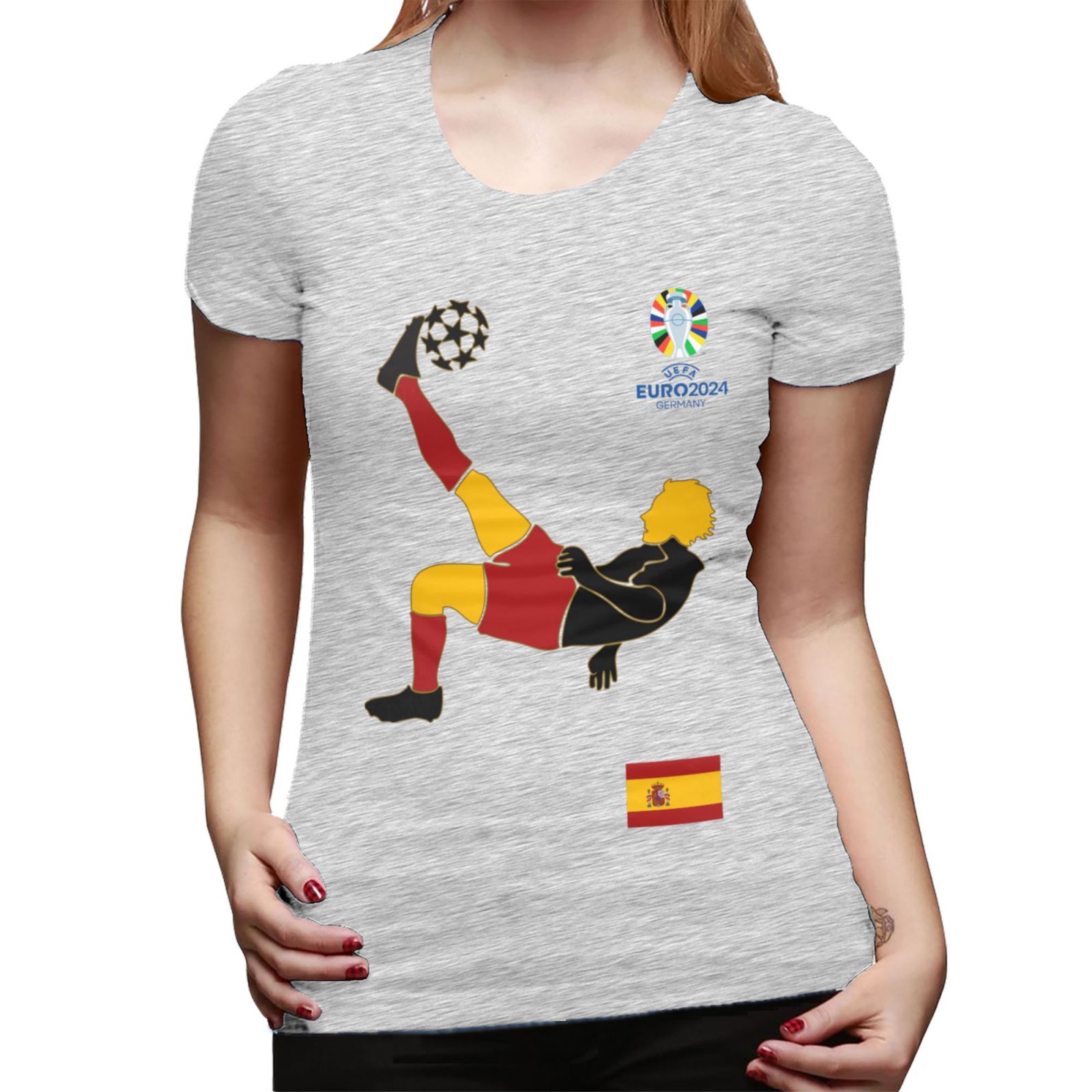 Women's Spain EURO 2024 Basic Short Sleeve T-Shirt WBT1725 - Soccerfana