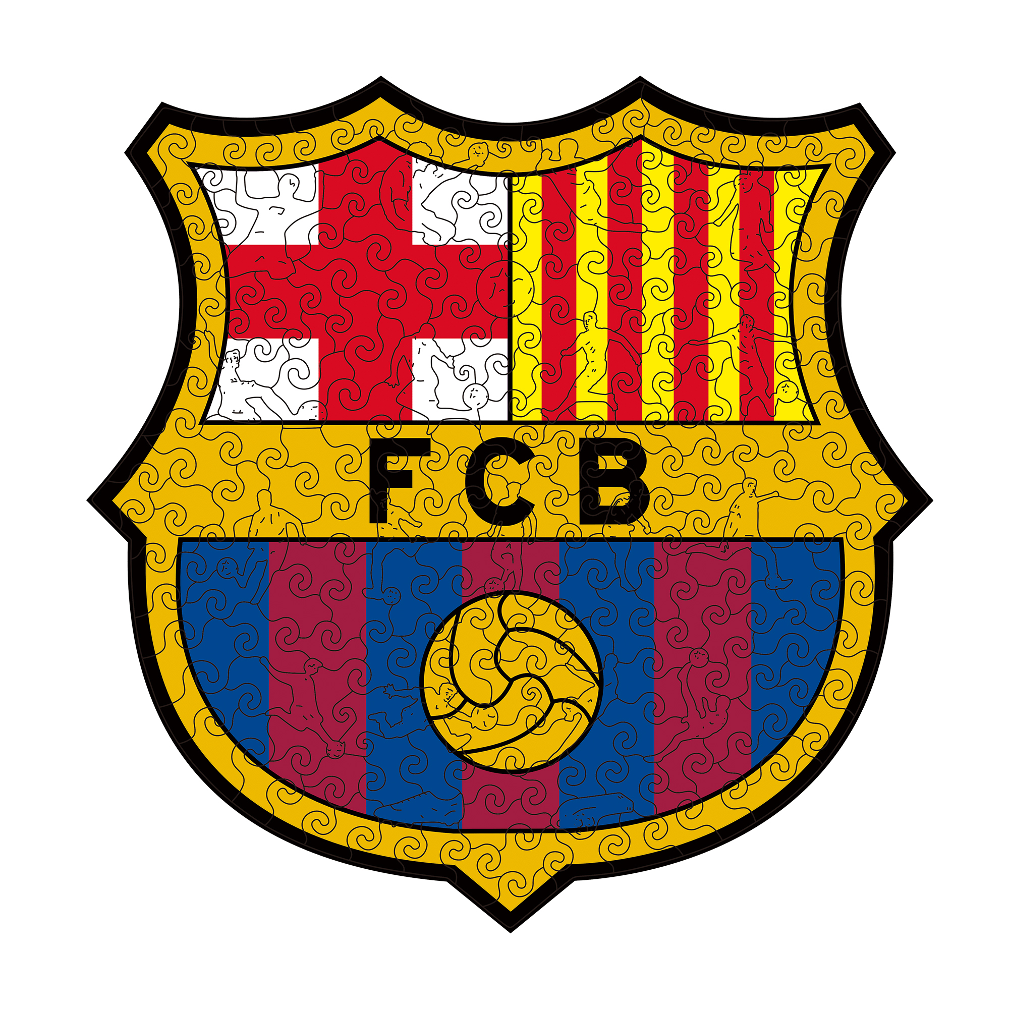 Barcelona Logo Wooden Jigsaw Puzzle - Soccerfana