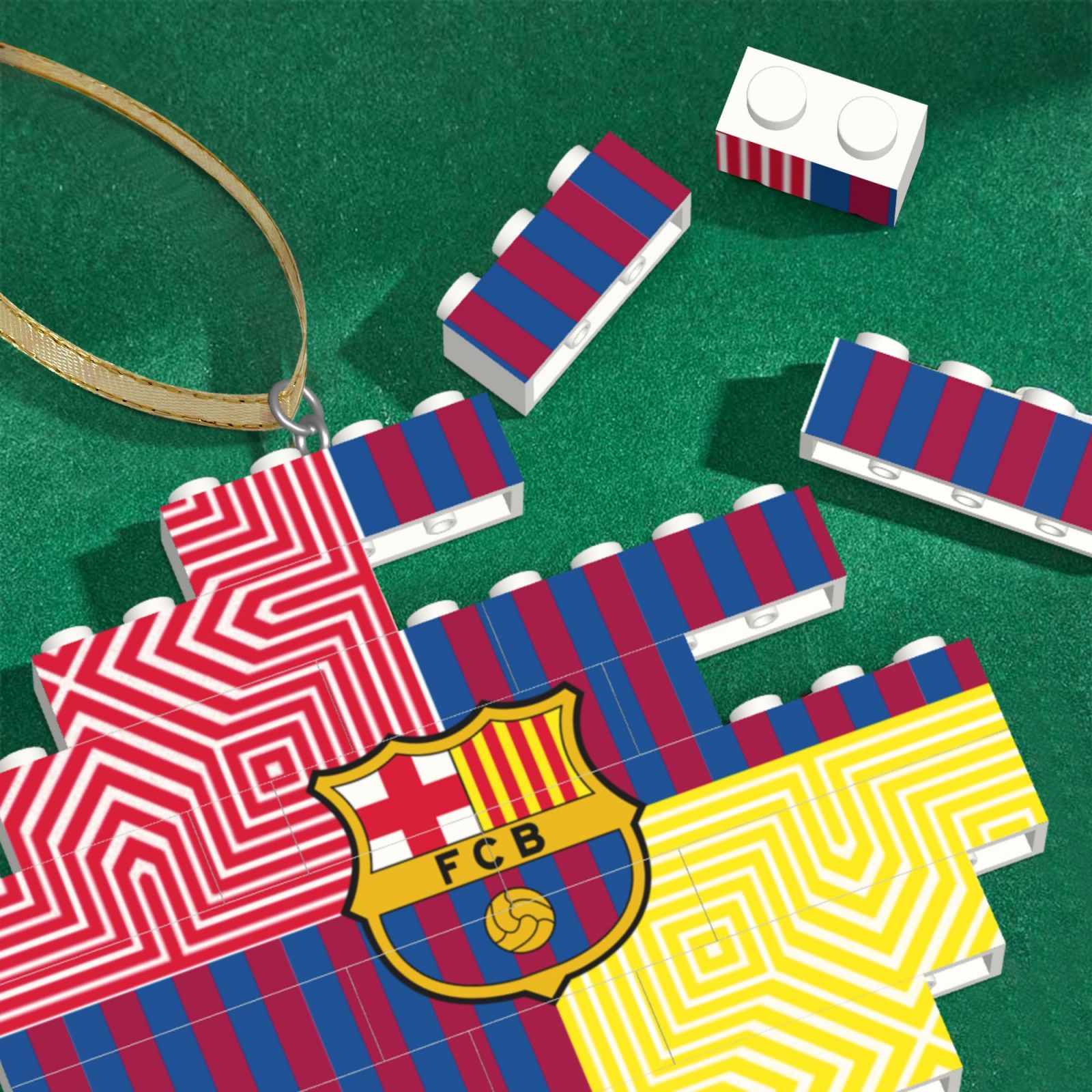 Barcelona Building Block Puzzle Ornament BBP1989 - Soccerfana