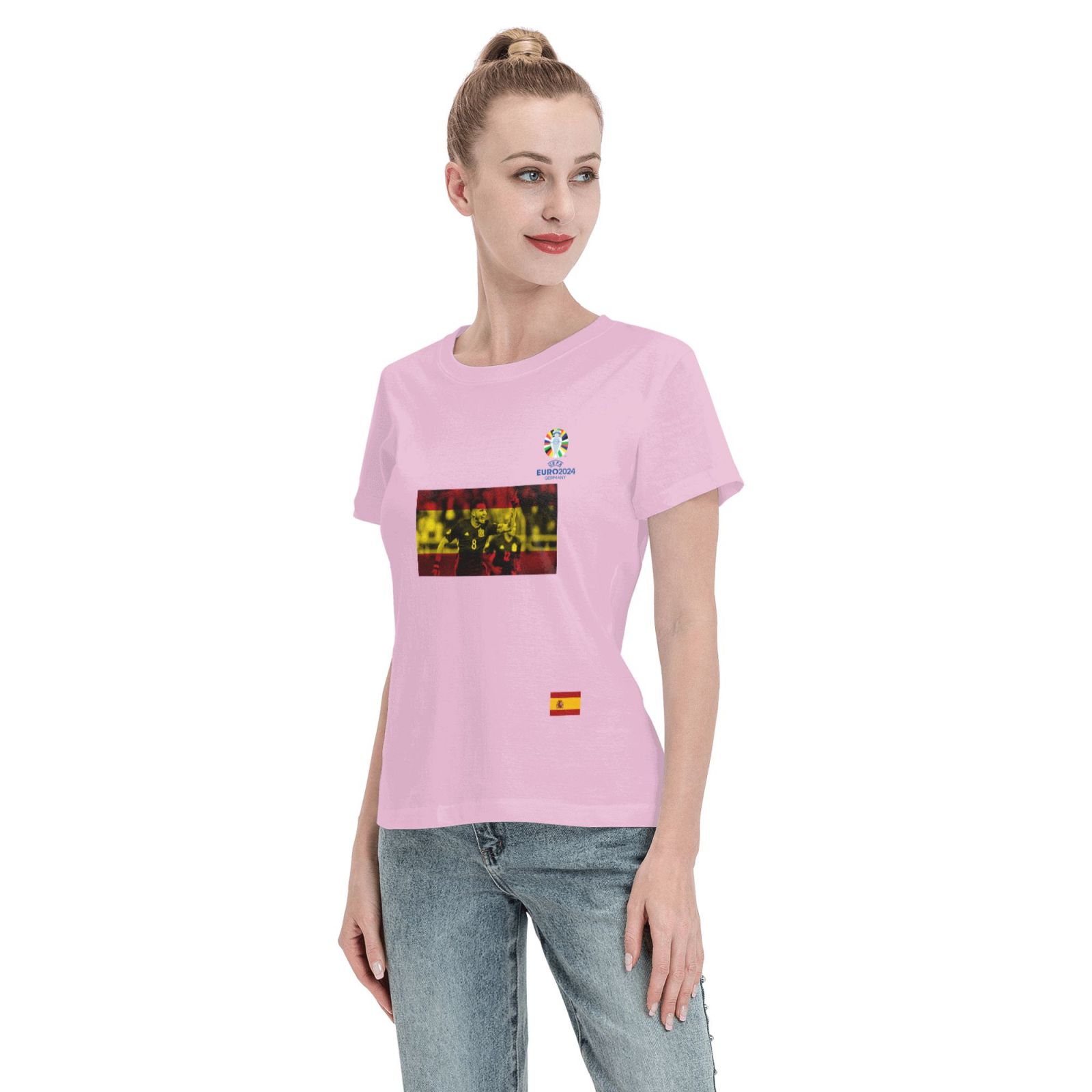 Women's Spain EURO 2024 Basic Short Sleeve T-Shirt WBT1740 - Soccerfana