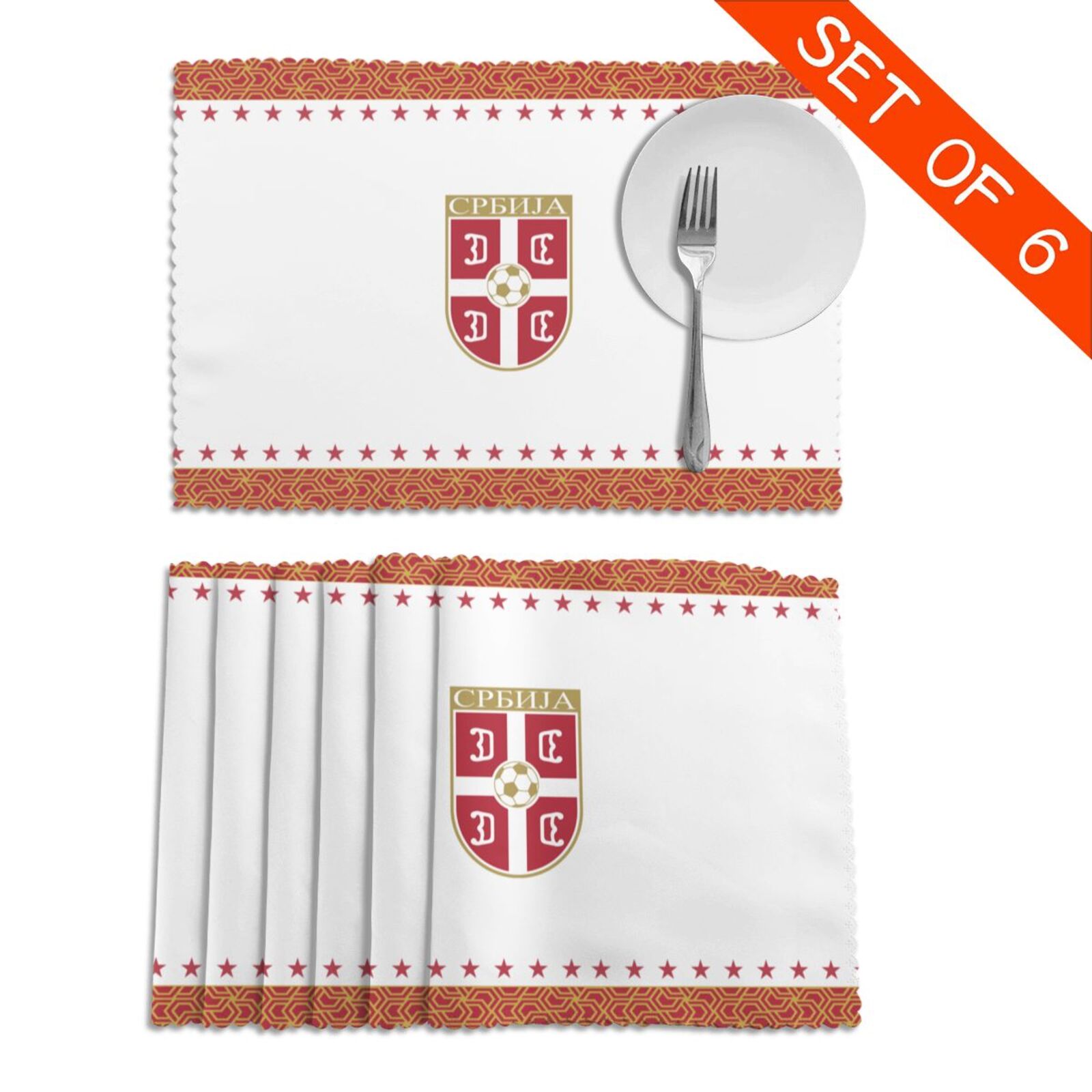 Serbia Placemat Set Of 6 PFD2294 - Soccerfana