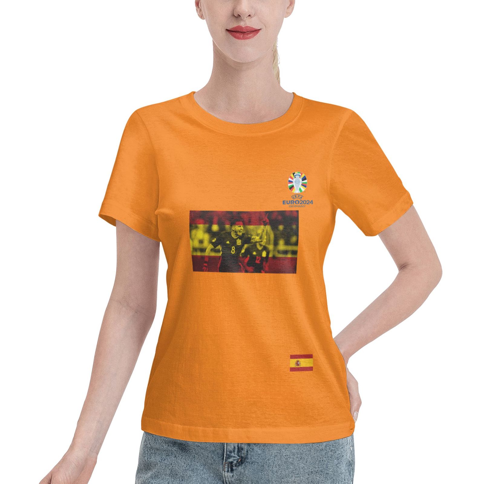 Women's Spain EURO 2024 Basic Short Sleeve T-Shirt WBT1740 - Soccerfana