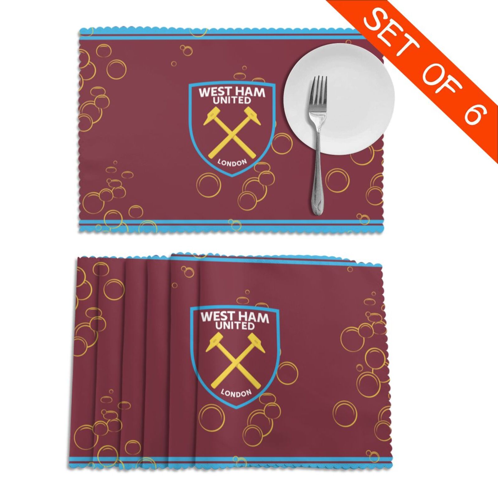West Ham United Placemat Set Of 6 PFD2306 - Soccerfana